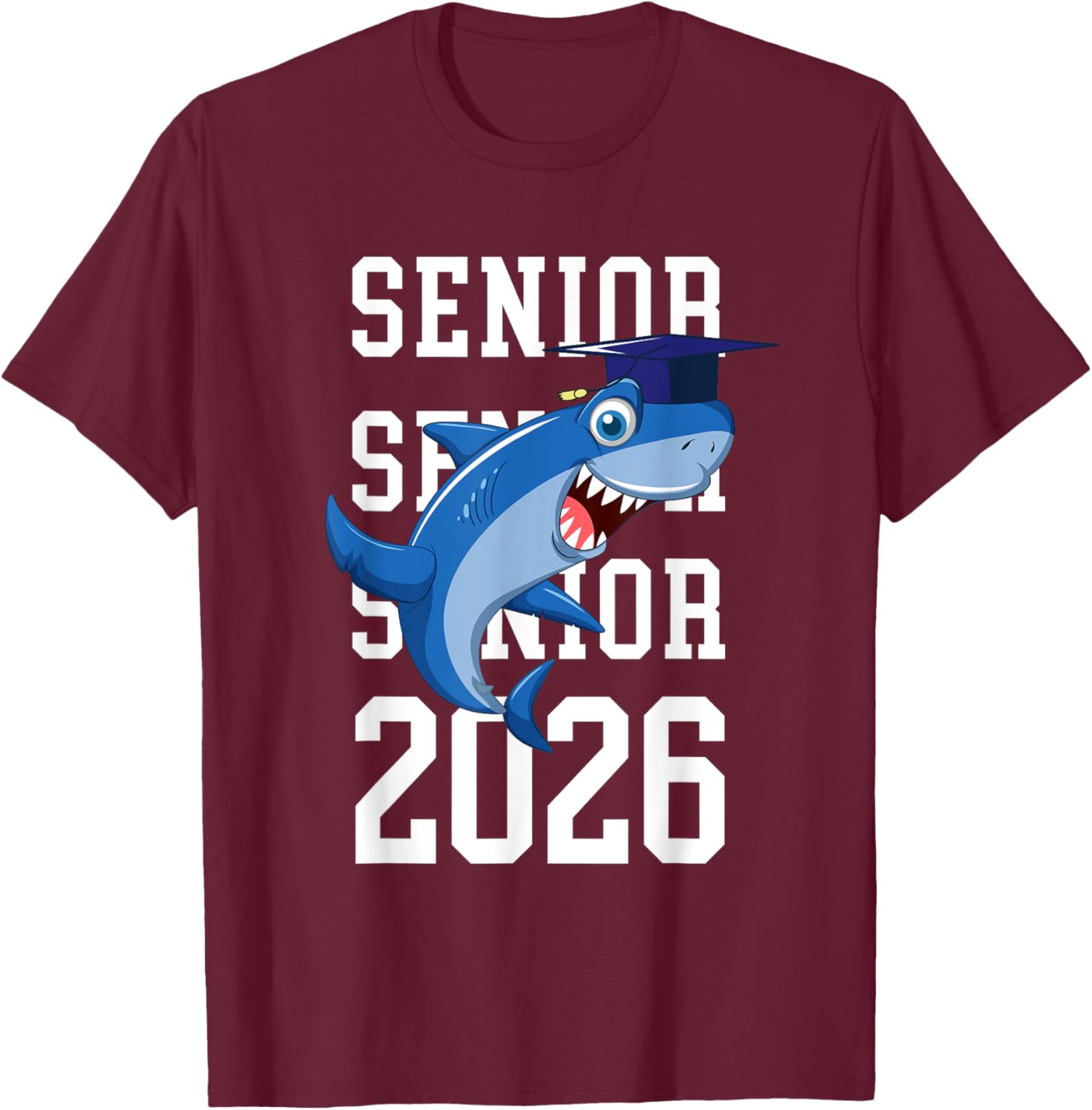 Shark Senior 2026 Graduation T-Shirt for College and Grad School Achievement - 6