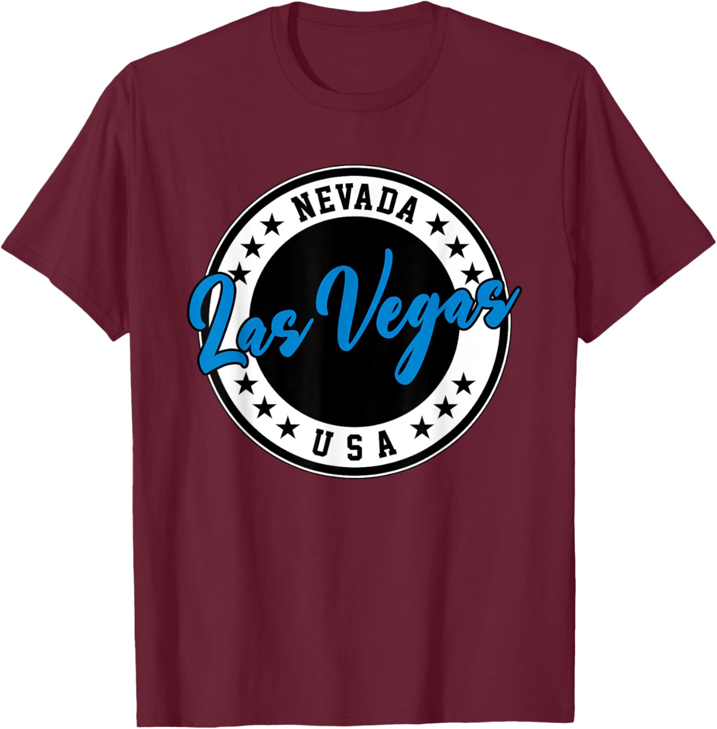 Las Vegas Nevada Blue Circle Script T-Shirt for Casual Style Fans - 12