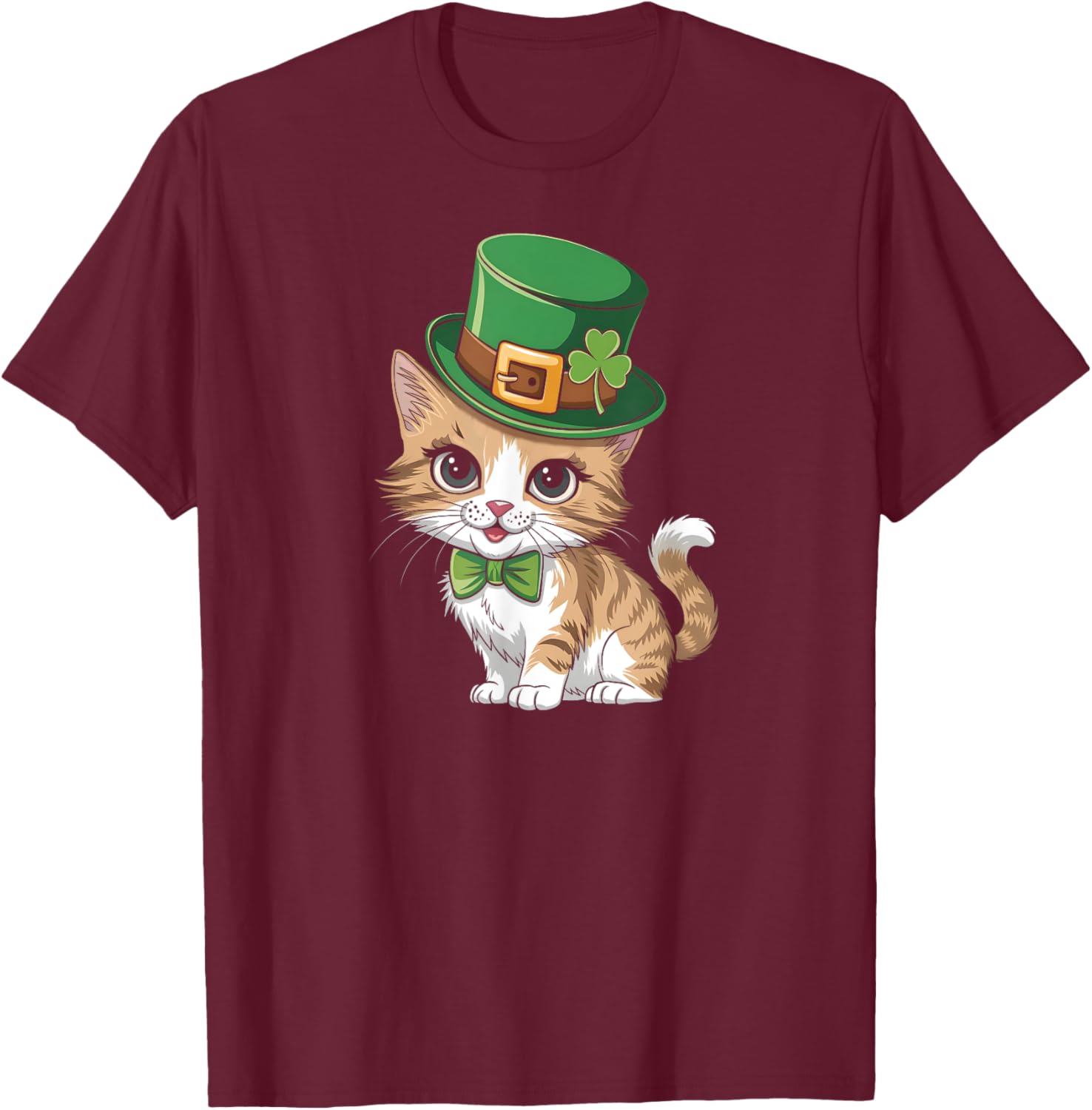 Lucky Shamrock Cat St Patricks Day T-Shirt for Women Girls and Toddlers - 8