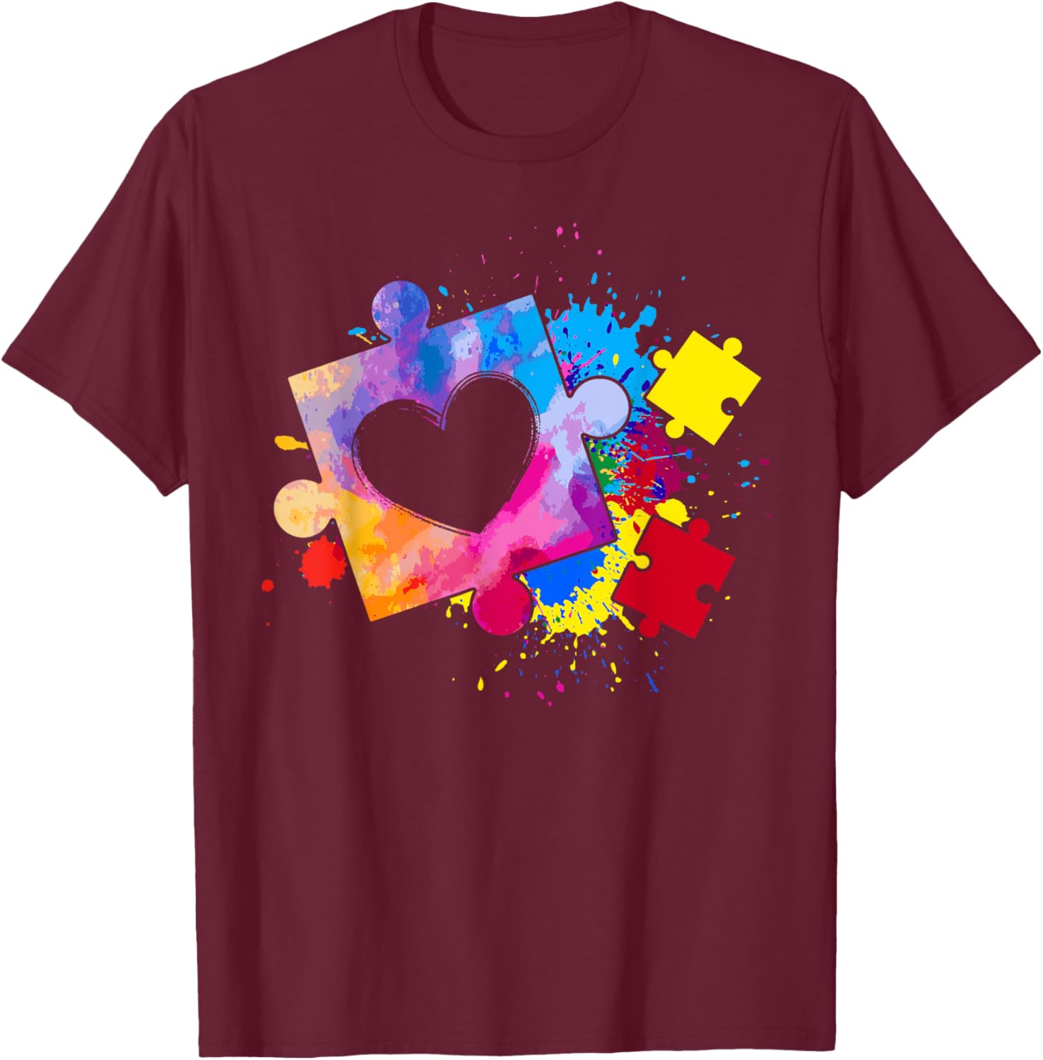 Autism Awareness Tie Dye Puzzle Piece Heart Kids T-Shirt for Boys and Girls - 26