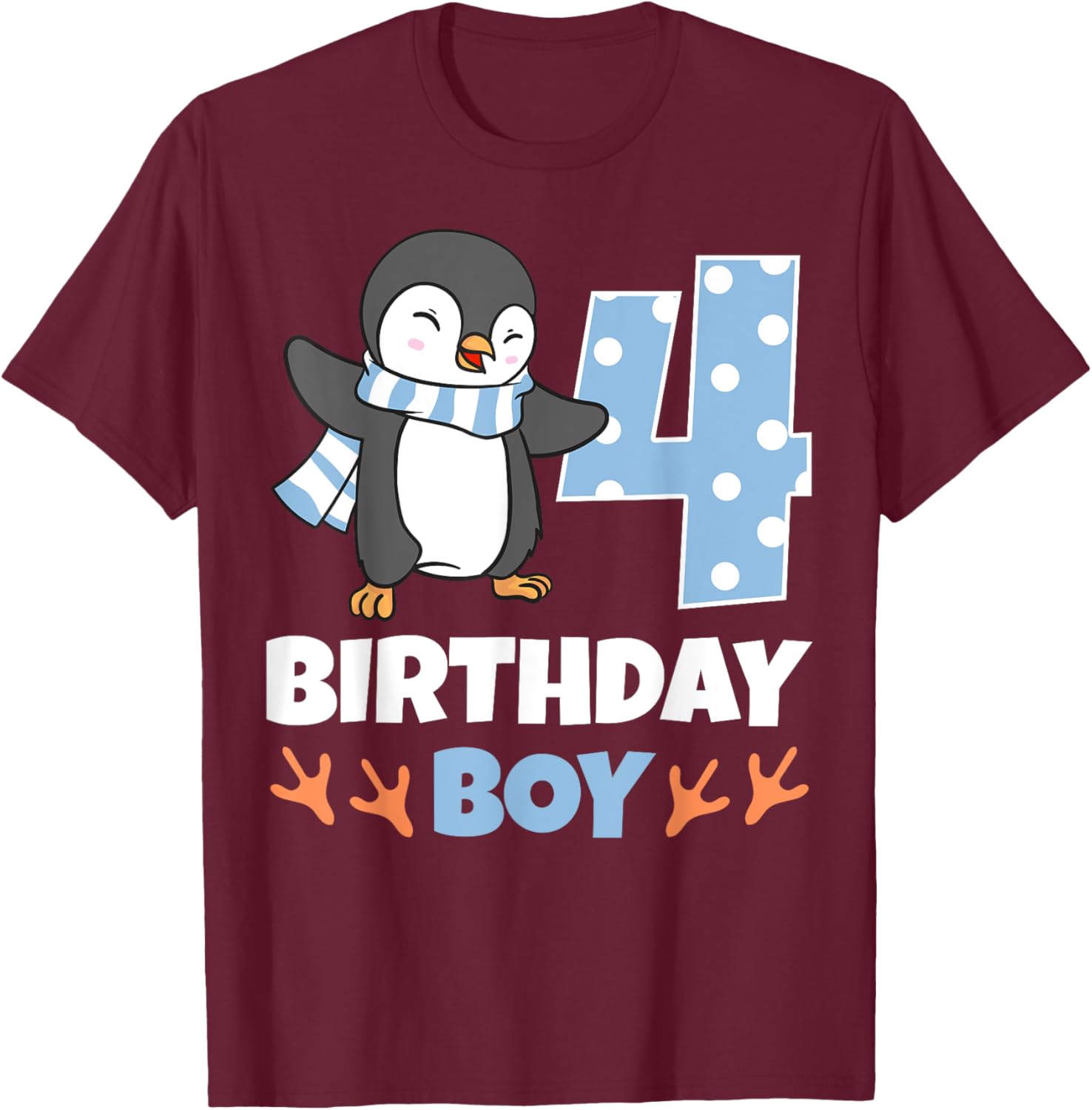 Adorable Penguin 4th Birthday Boy Winter Theme Party T-Shirt - 9