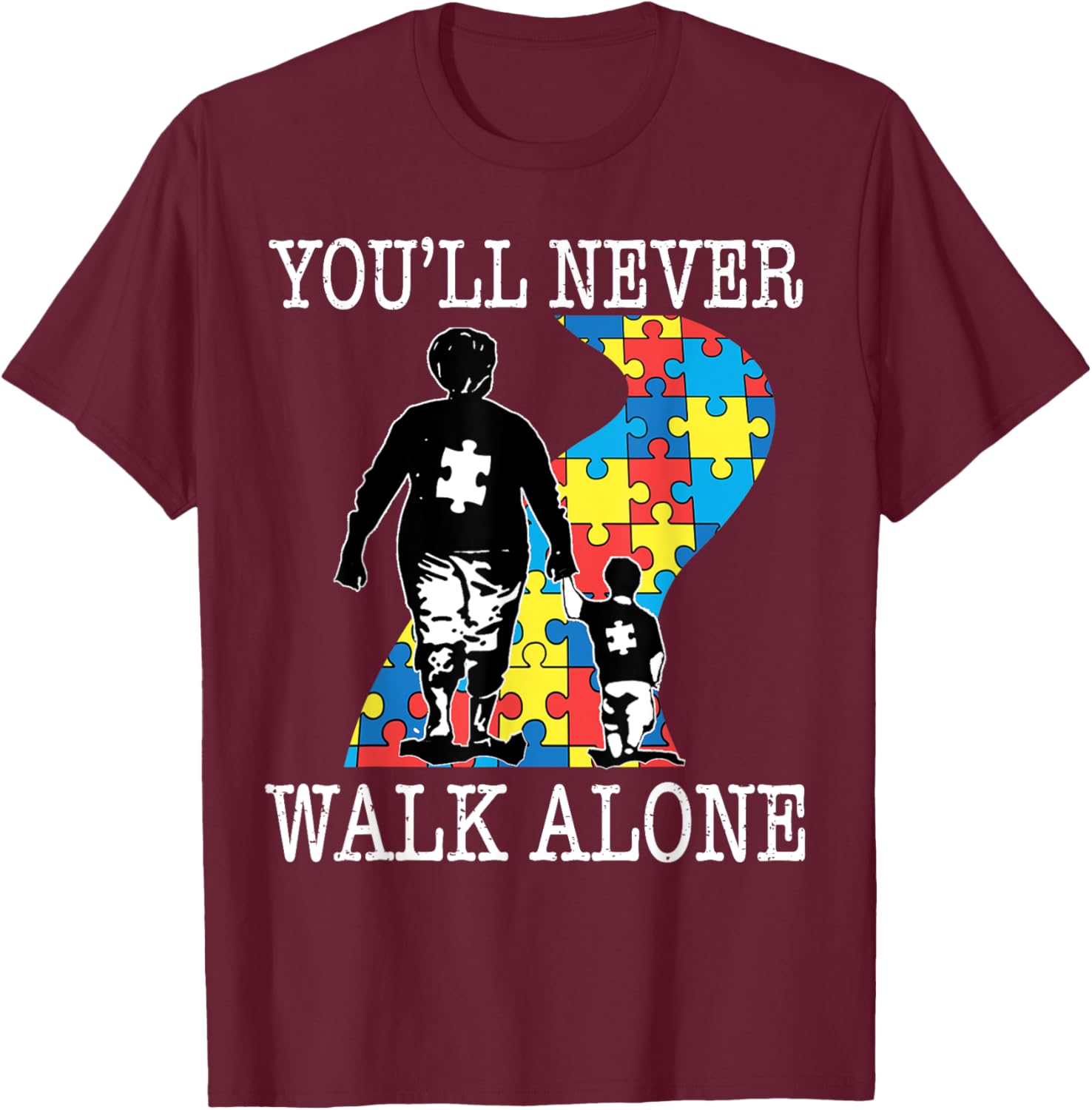 Autism Grandma Support Alone Puzzle You'll Never Walk T-Shirt for Comfort - 10