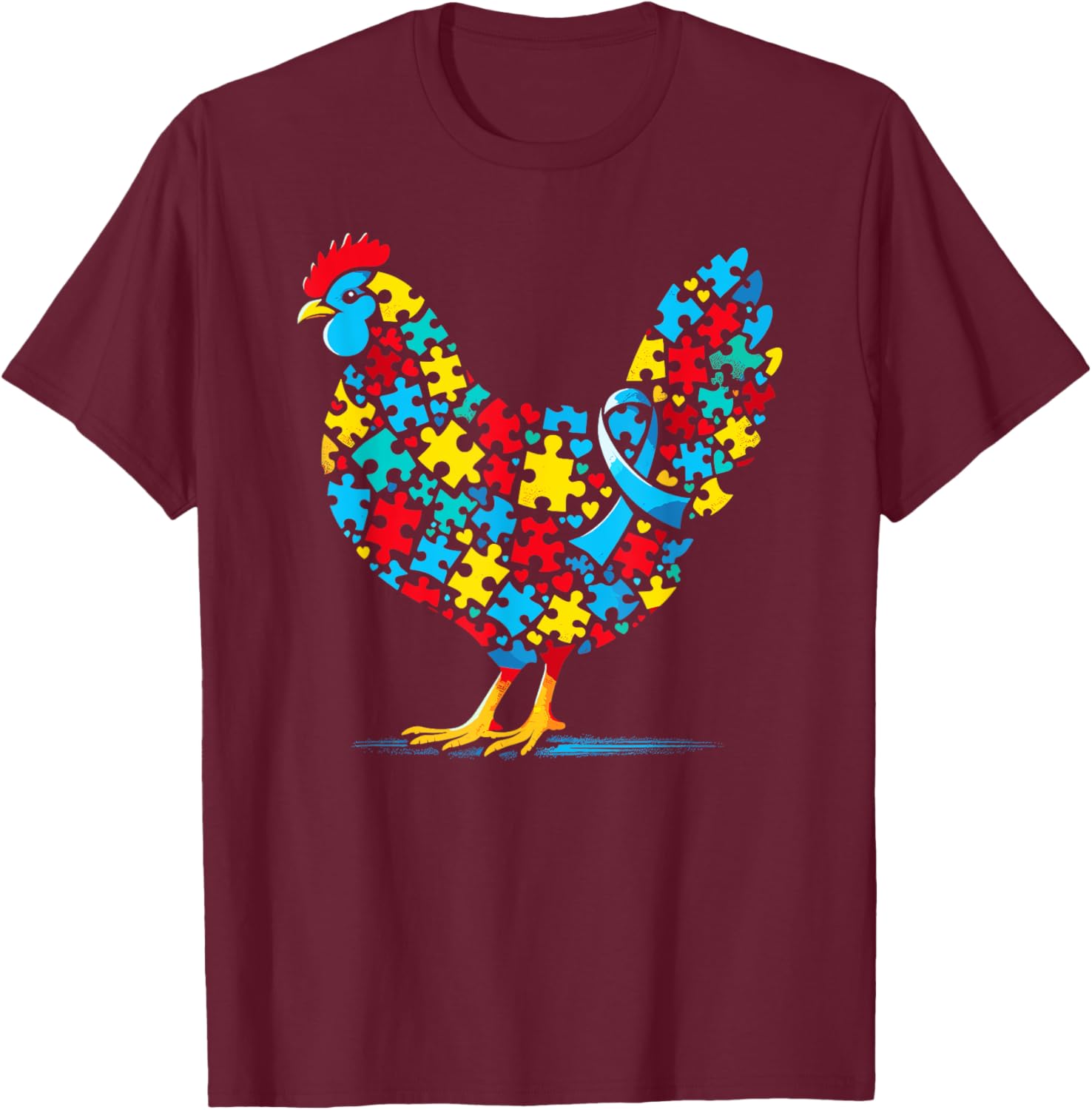 Autism Awareness Chicken Puzzle T-Shirt for Men, Women, Kids - 5