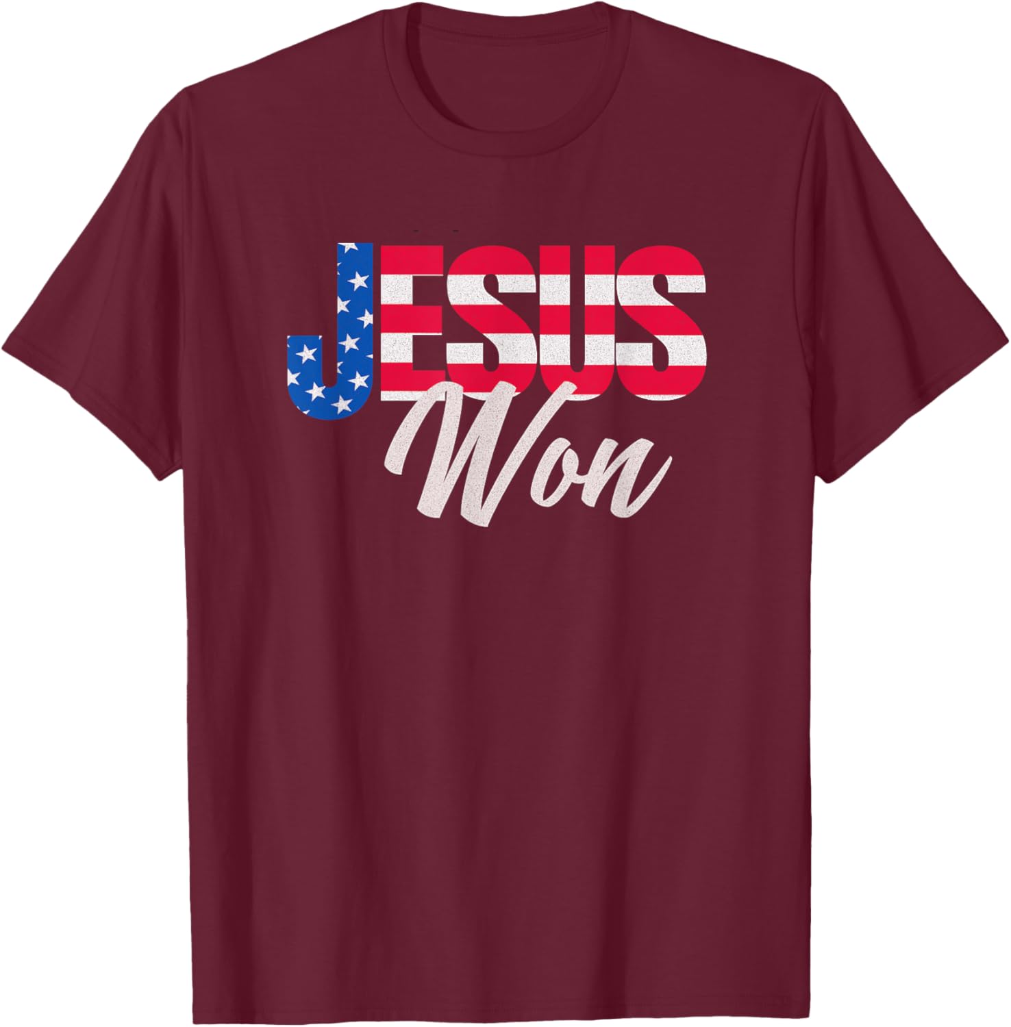 Patriotic Christian T-Shirt Jesus Won Design for Faith and Freedom Fans - 12