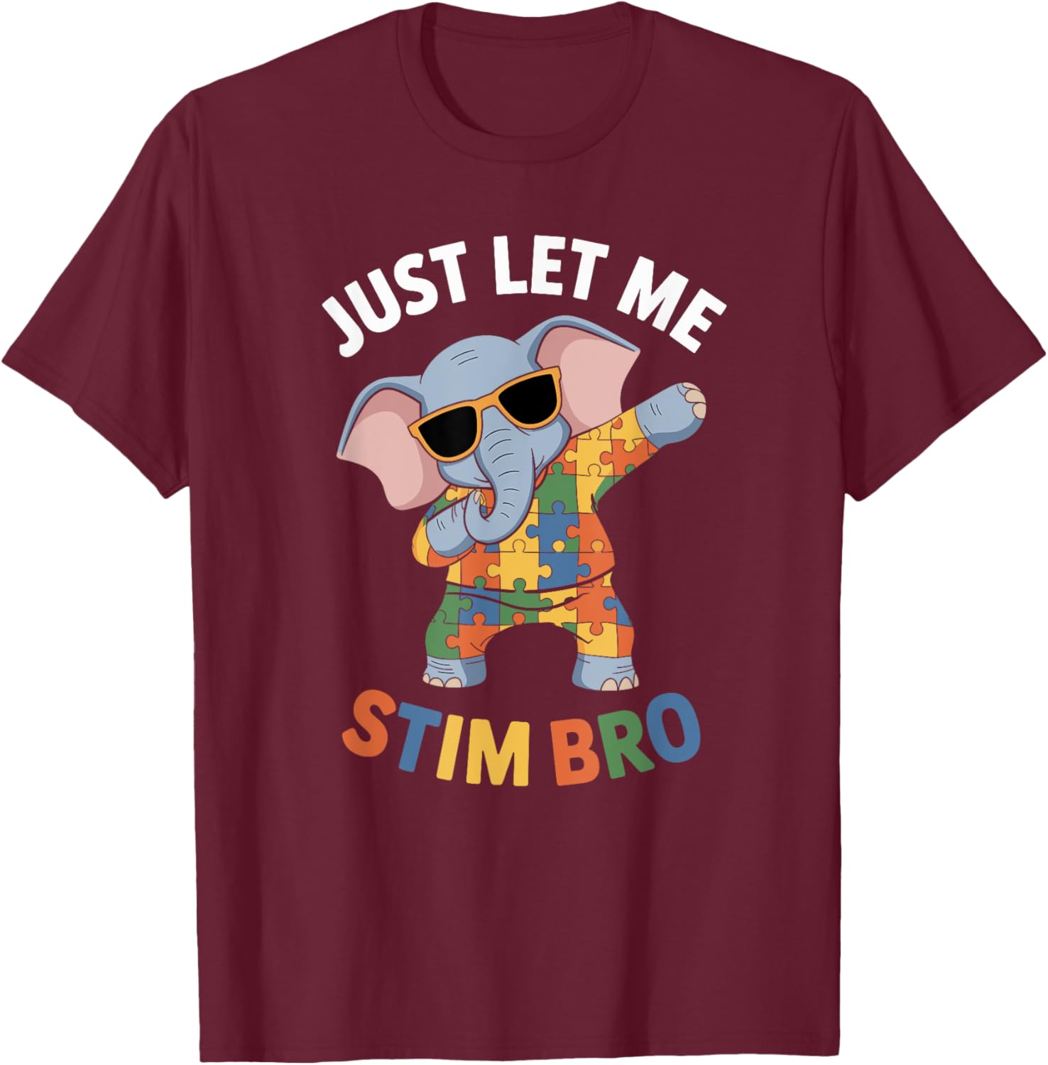 Funny Elephant Autism Awareness Just Let Me Stim Bro T-Shirt for Boys - 19