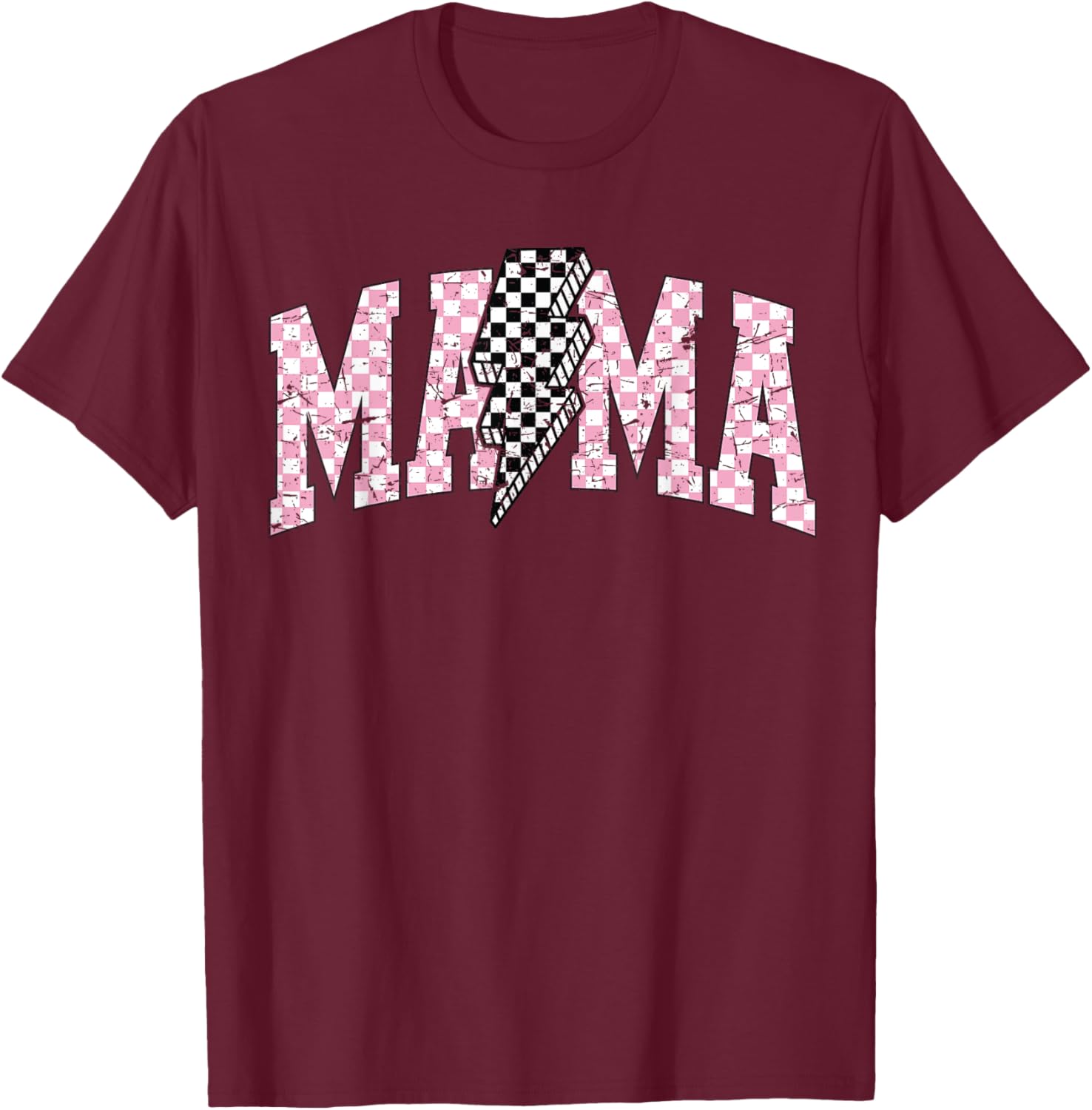 Retro Checkered Bolt Mama T-Shirt for Women, Men, Girls, and Kids - 21