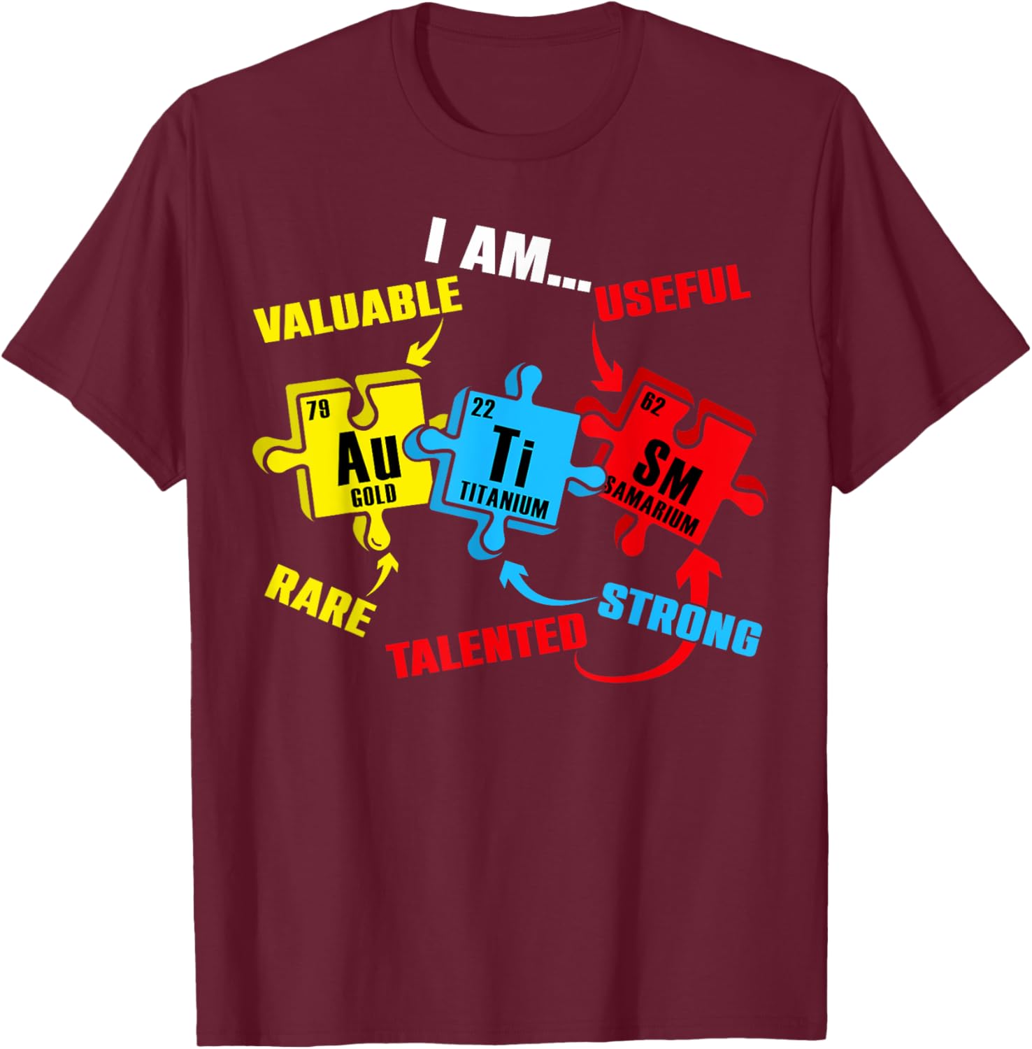 Chemistry Elements Periodic Table Puzzle T-Shirt for Autism Awareness - 26