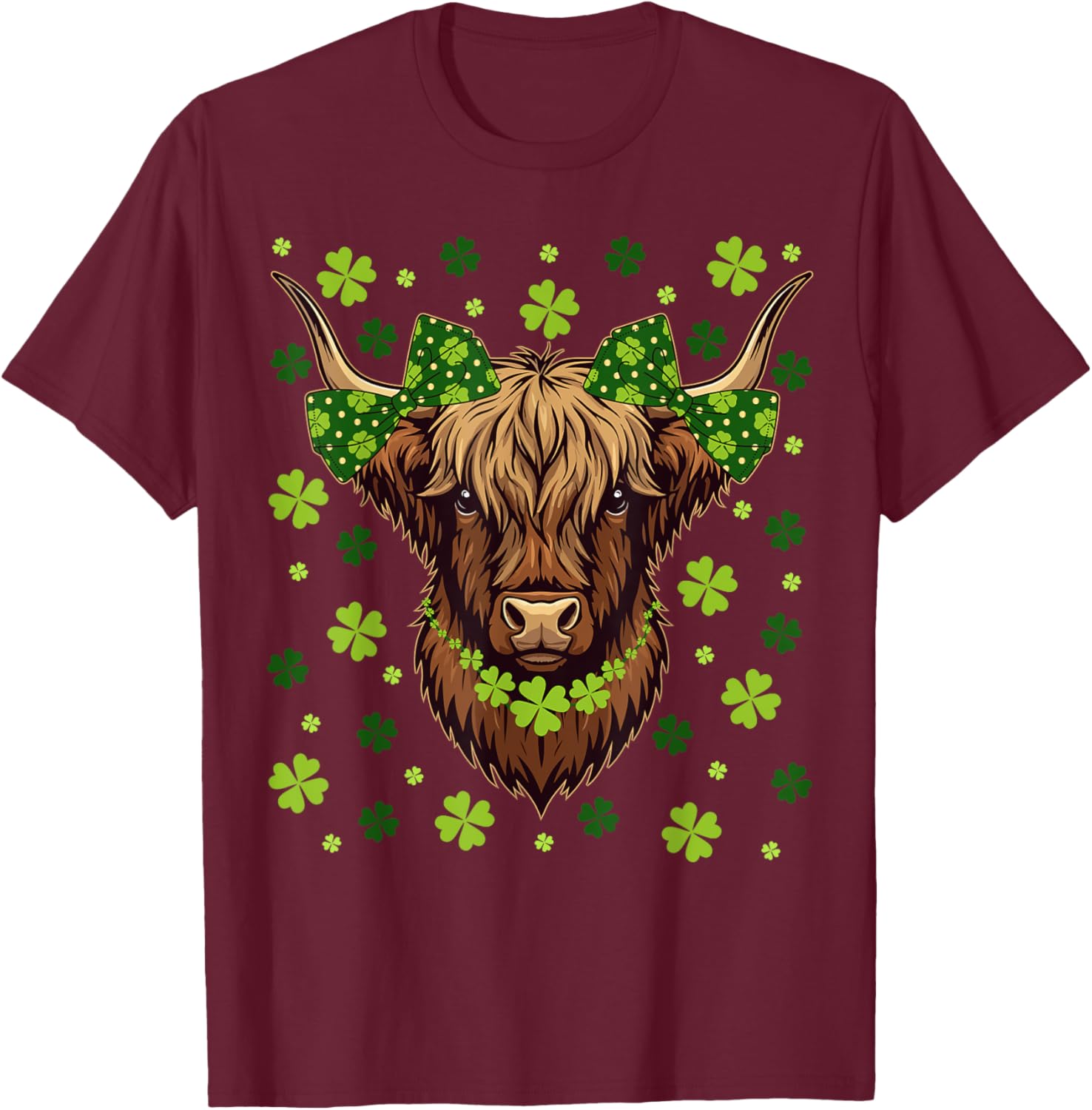 Highland Cow Shamrock T-Shirt for St Patricks Day Celebrations - 6