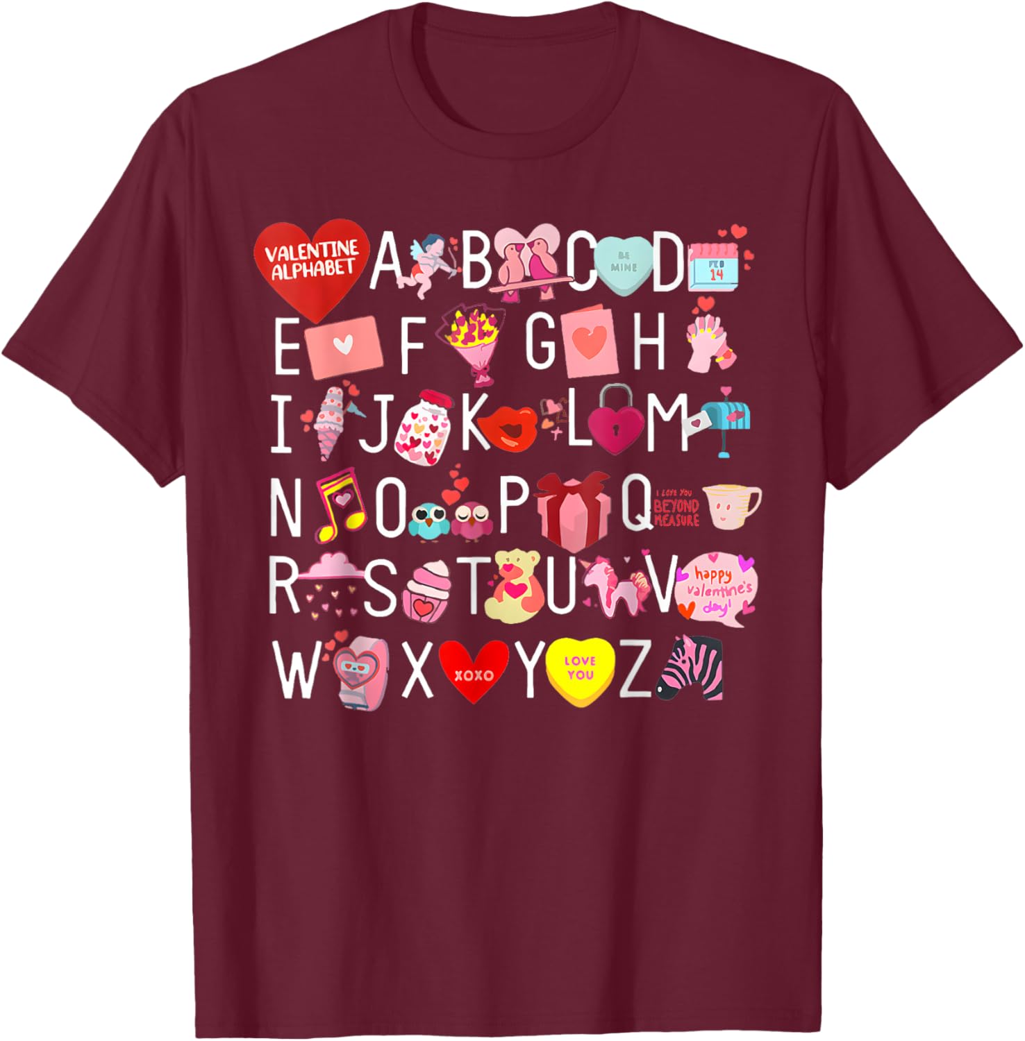 Funny ABC Teacher Appreciation Valentine's Day T-Shirt for Educators - 16