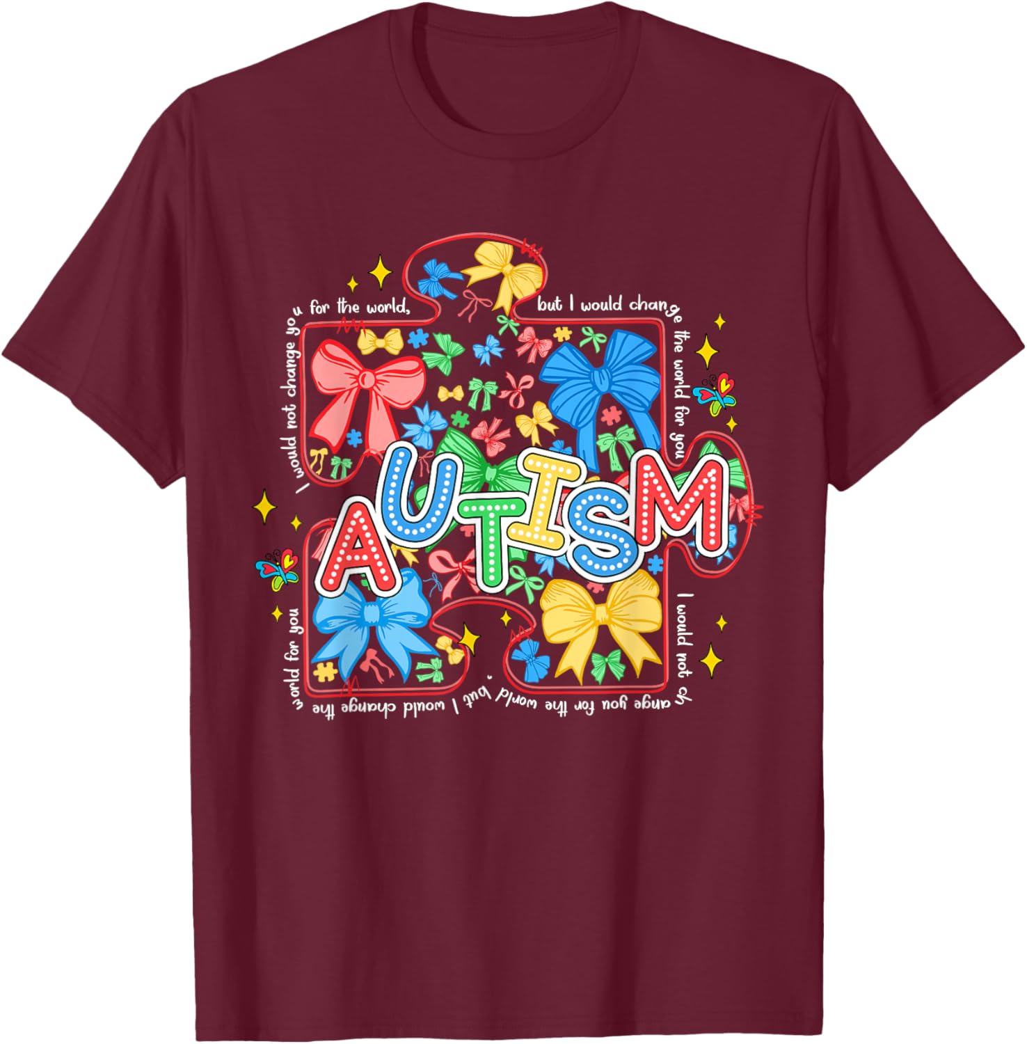 Autism Awareness Puzzle Bow Women's T-Shirt Cute and Stylish Design - 4