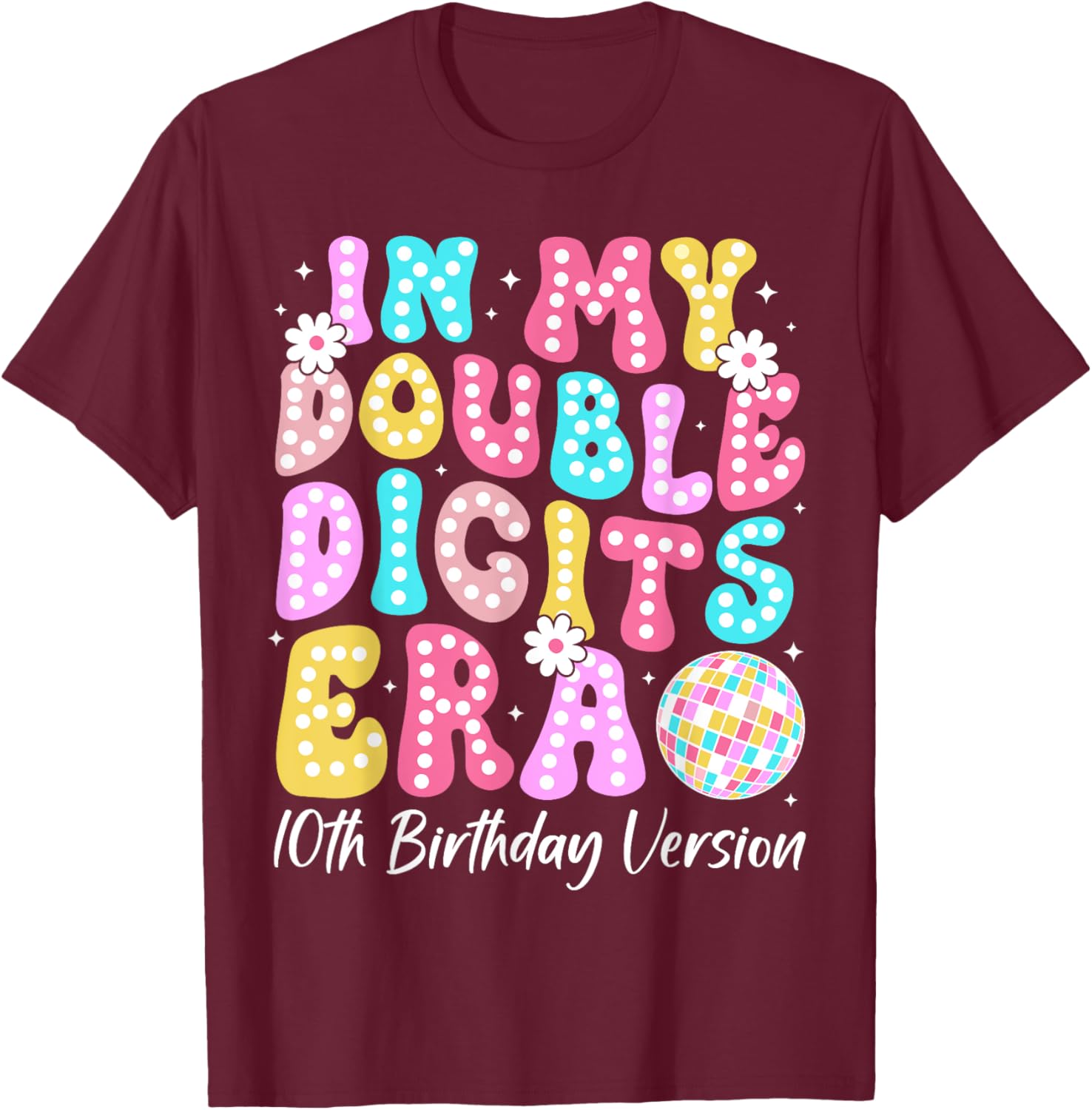 Retro 10th Birthday Girls T-Shirt In My Double Digits Era Design - 1