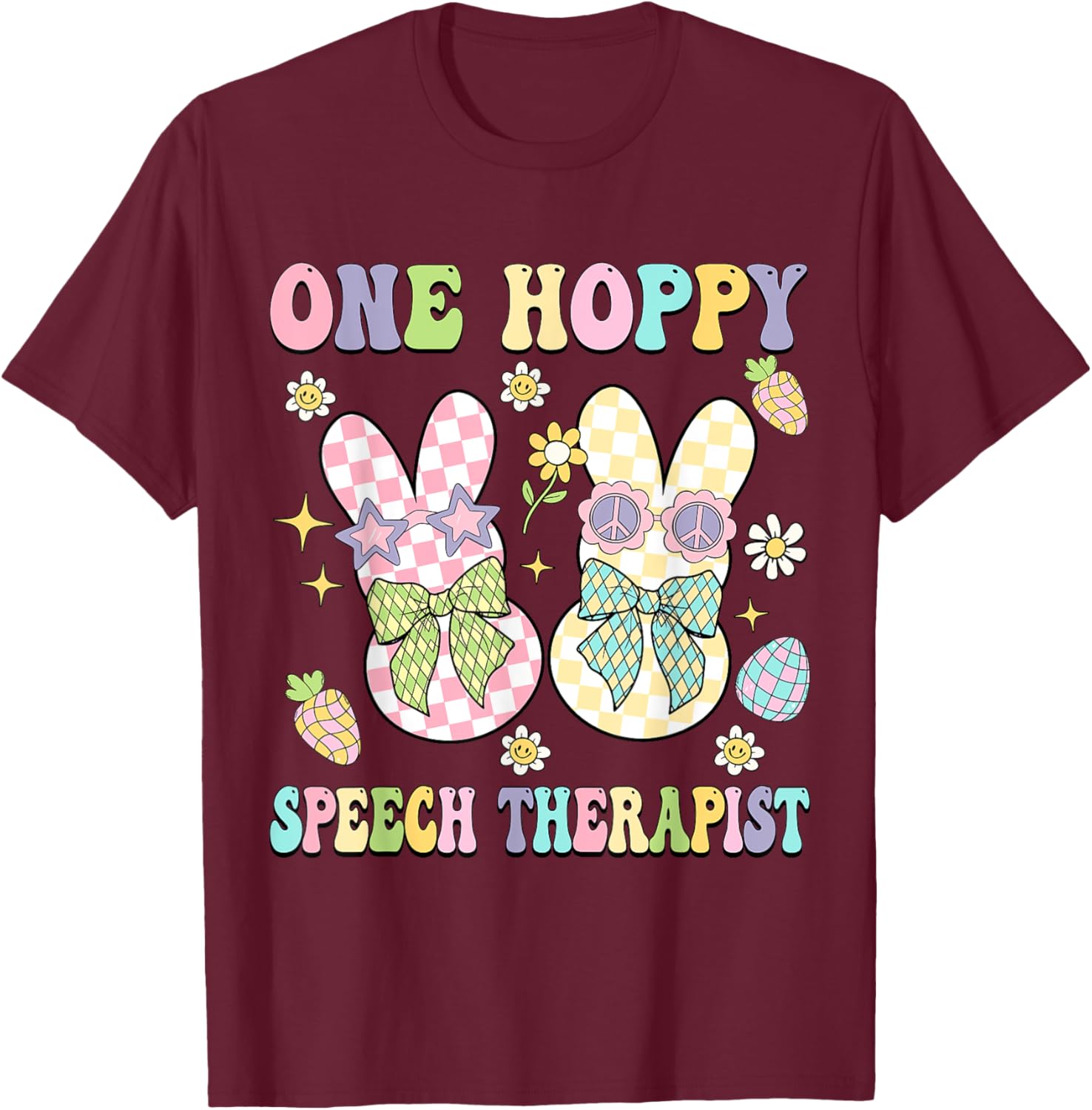 Hoppy Easter Bunny SLP Coquette T-Shirt for Speech Therapists - 15