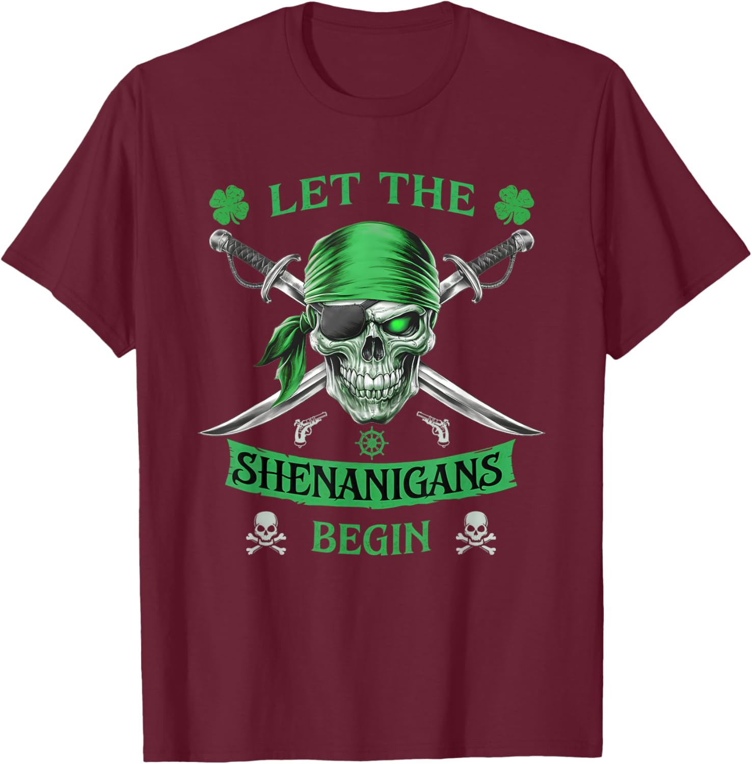 Pirate St Patricks Day Skull T-Shirt for Men Let the Shenanigans Begin - 7