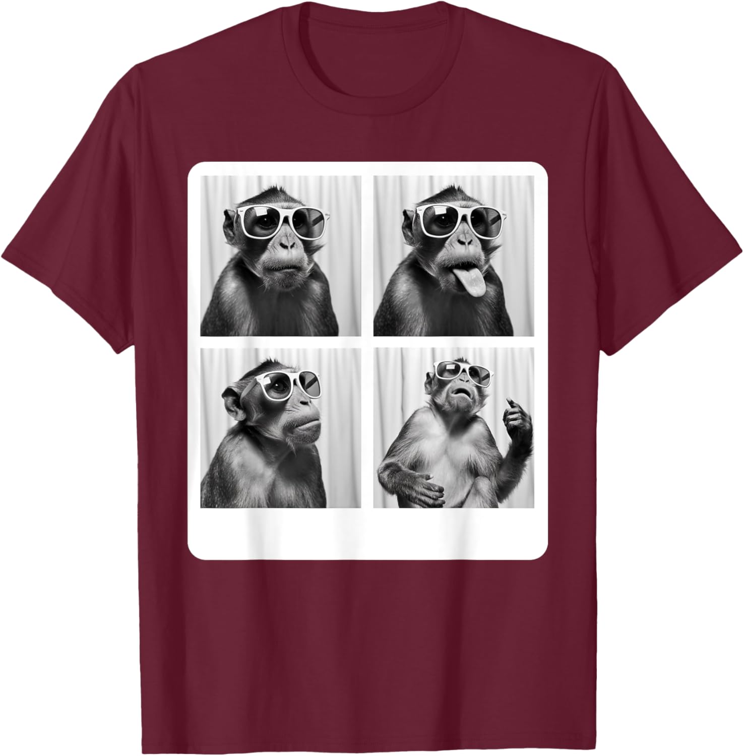 Funny Monkey Photo Booth T-Shirt with Sunglasses for Animal Lovers - 3