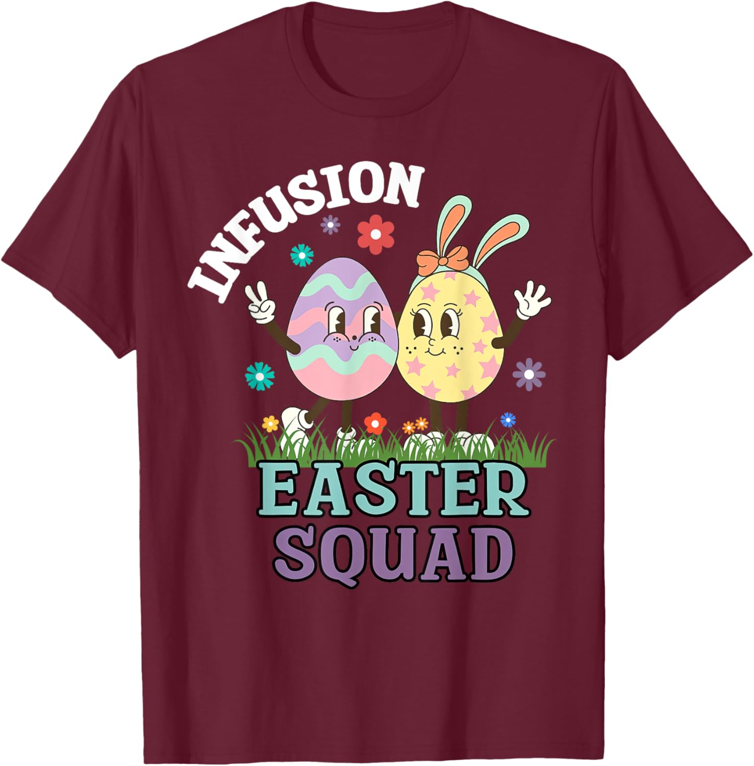 Infusion Nurse Easter Squad Bunny Eggs T-Shirt for Oncology Nurses - 16