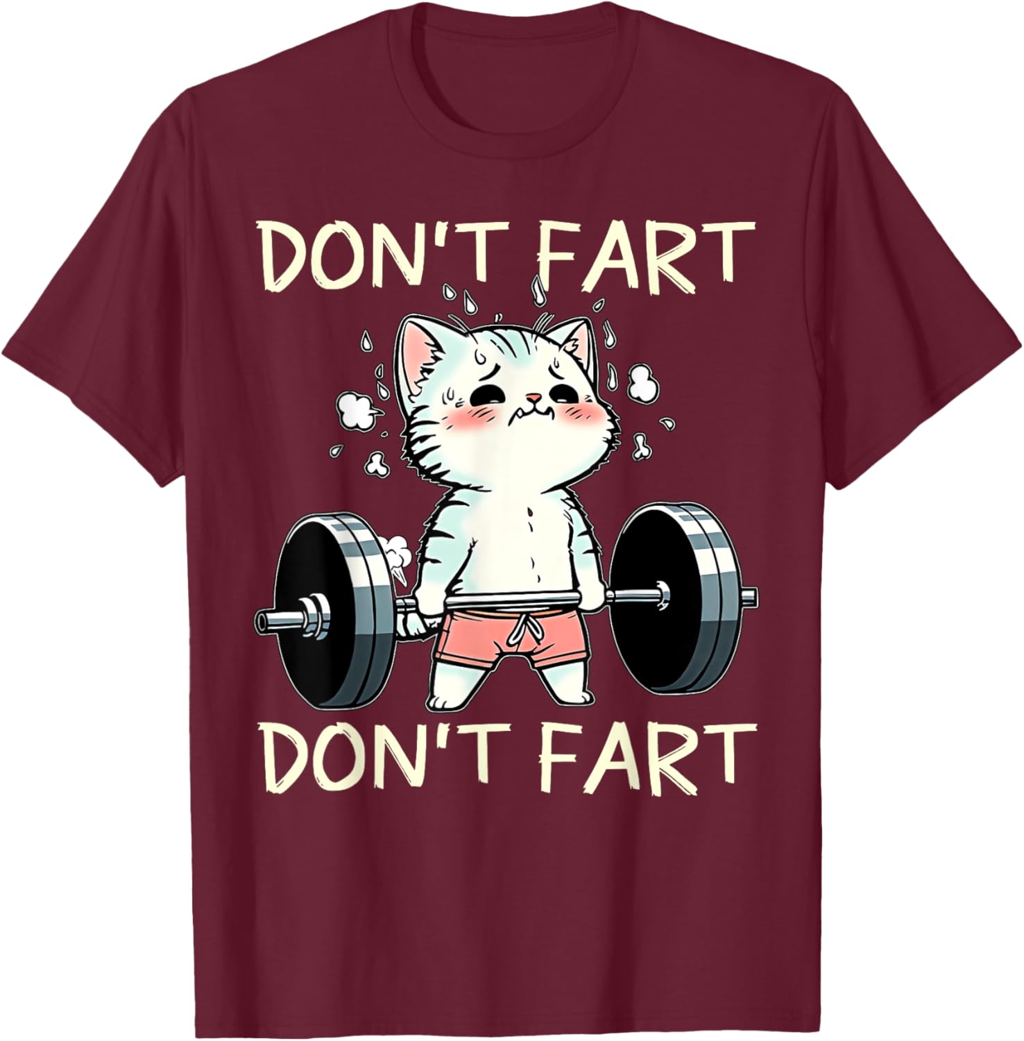 Funny Don't Fart Cat Weight Lifting T-Shirt for Fitness Lovers - 14