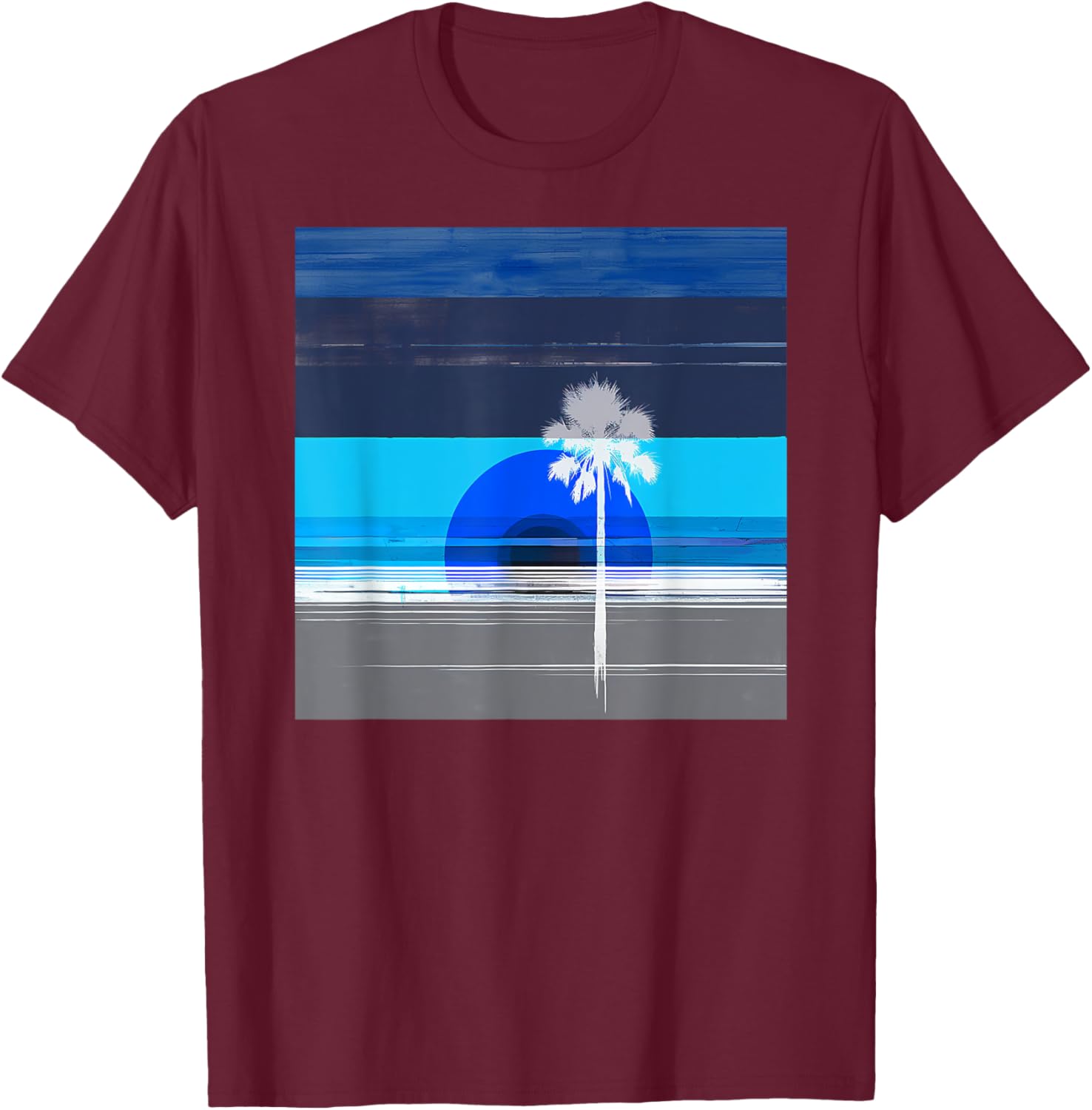 Stylish Palm Tree Tropical Landscape Abstract Art T-Shirt for Trendy Wear - 7