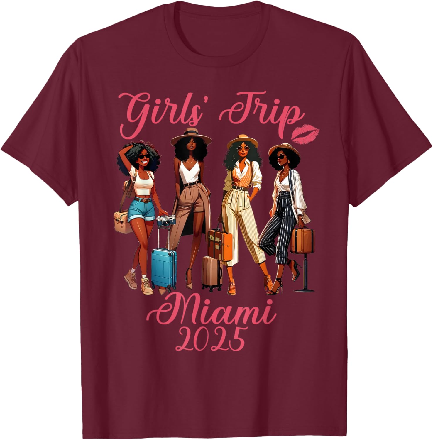 Miami Girls Trip 2025 Birthday Squad T-Shirt for Black Girls Fun Vacation - 11