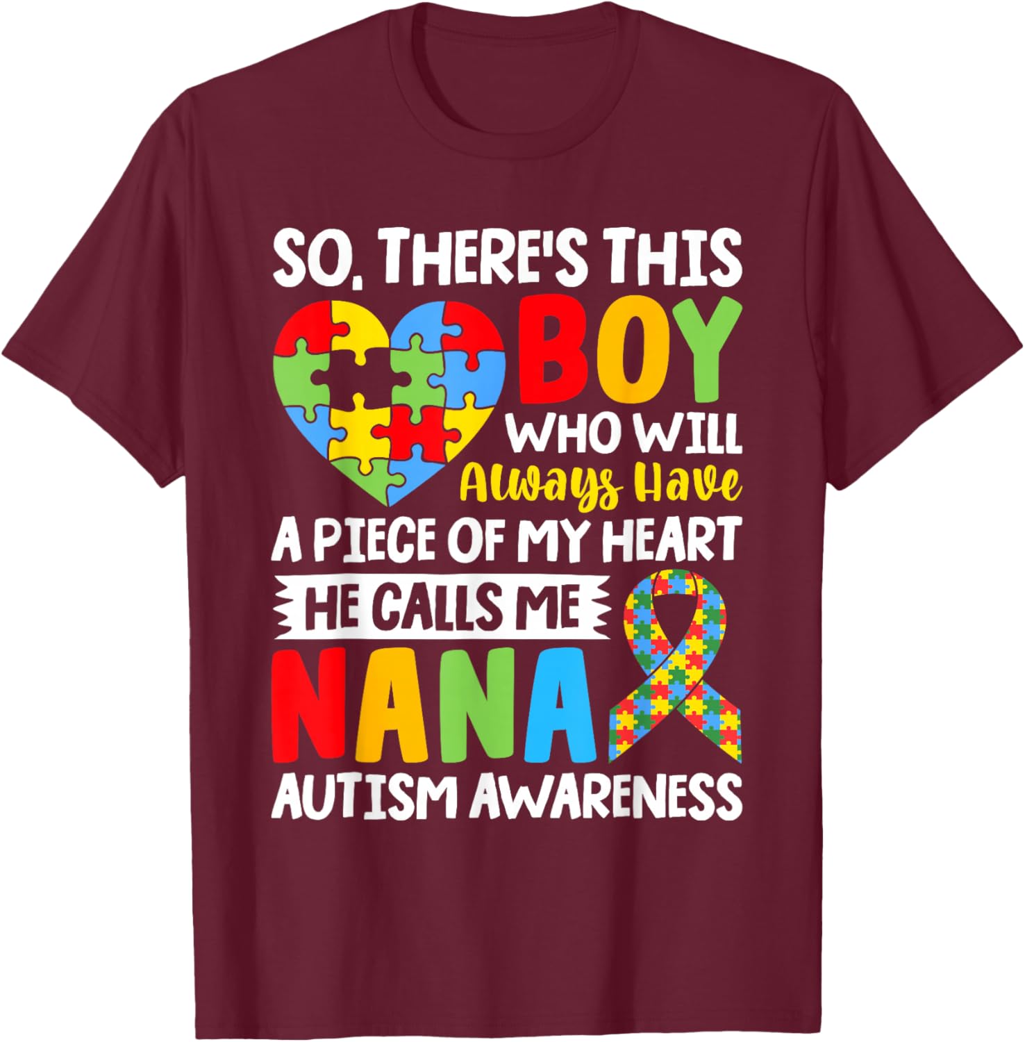 Proud Autism Grandma T-Shirt Heart Design for Nana Autism Awareness - 17