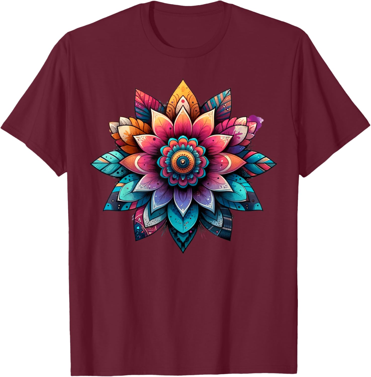 Women's Vintage Mandala Graphic T-Shirt for Summer Vacation Fun - 1