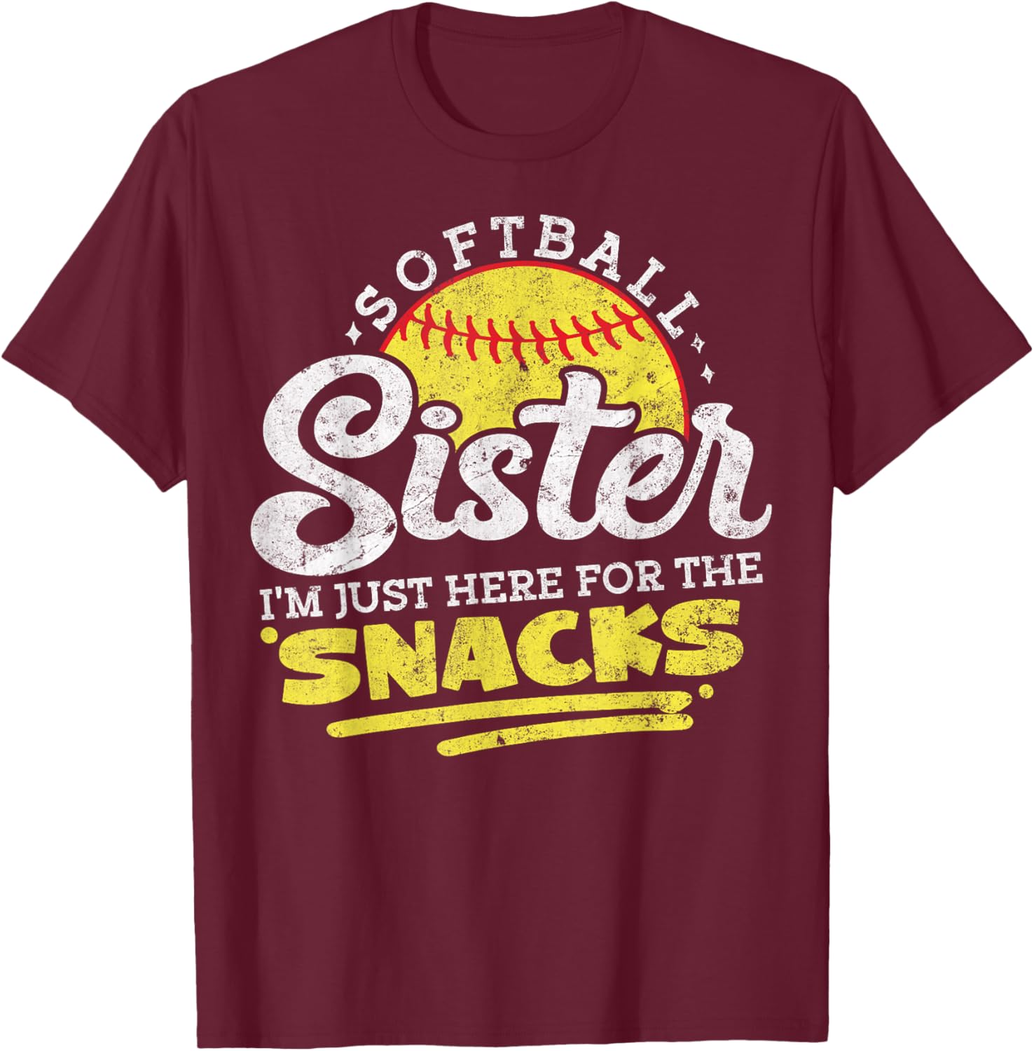 Softball Sister Funny Snack Lover Retro T-Shirt for Game Days - 15