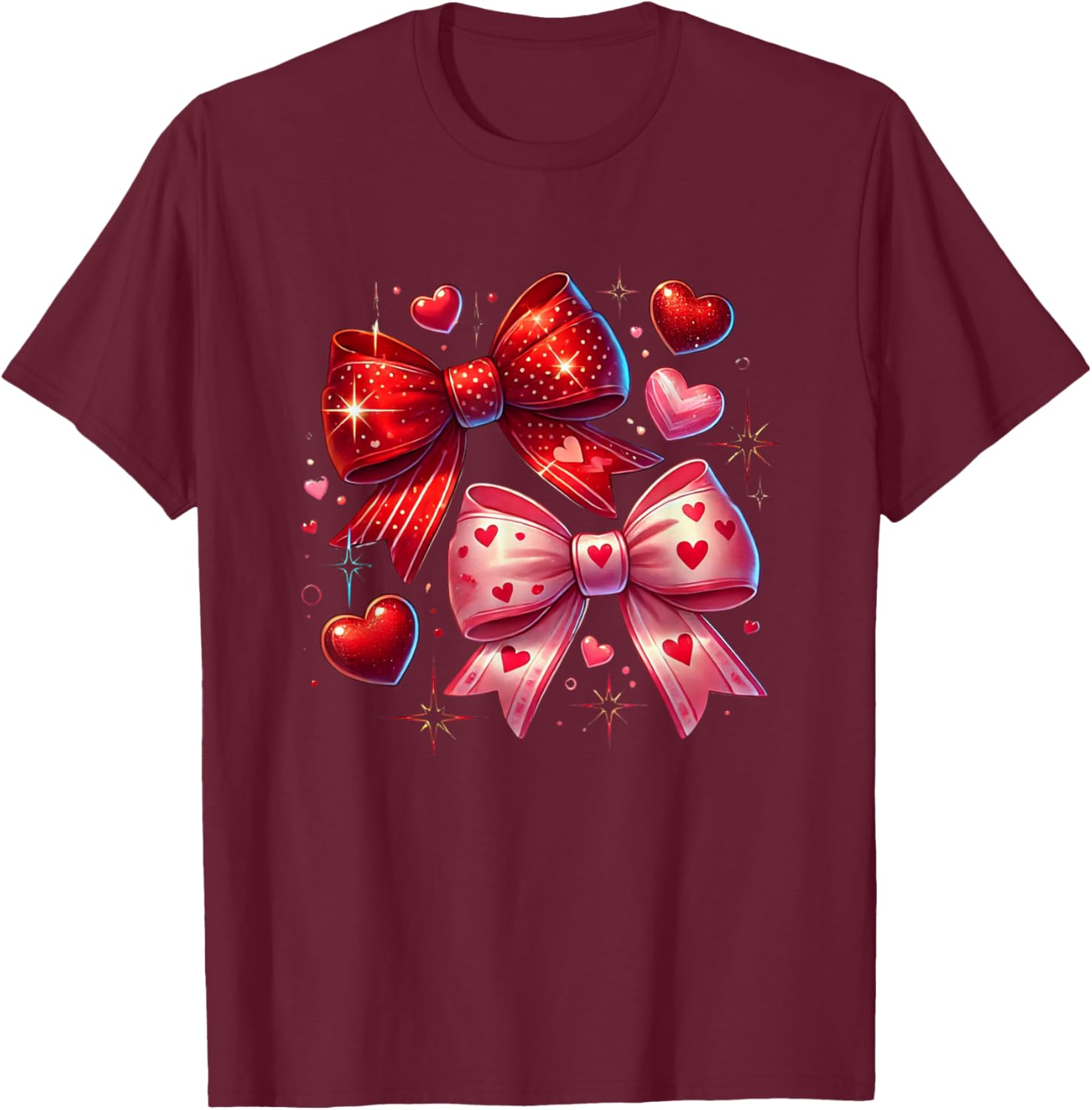 Heart Bows and Stars Romantic Love T-Shirt for Couples and Gifting - 8