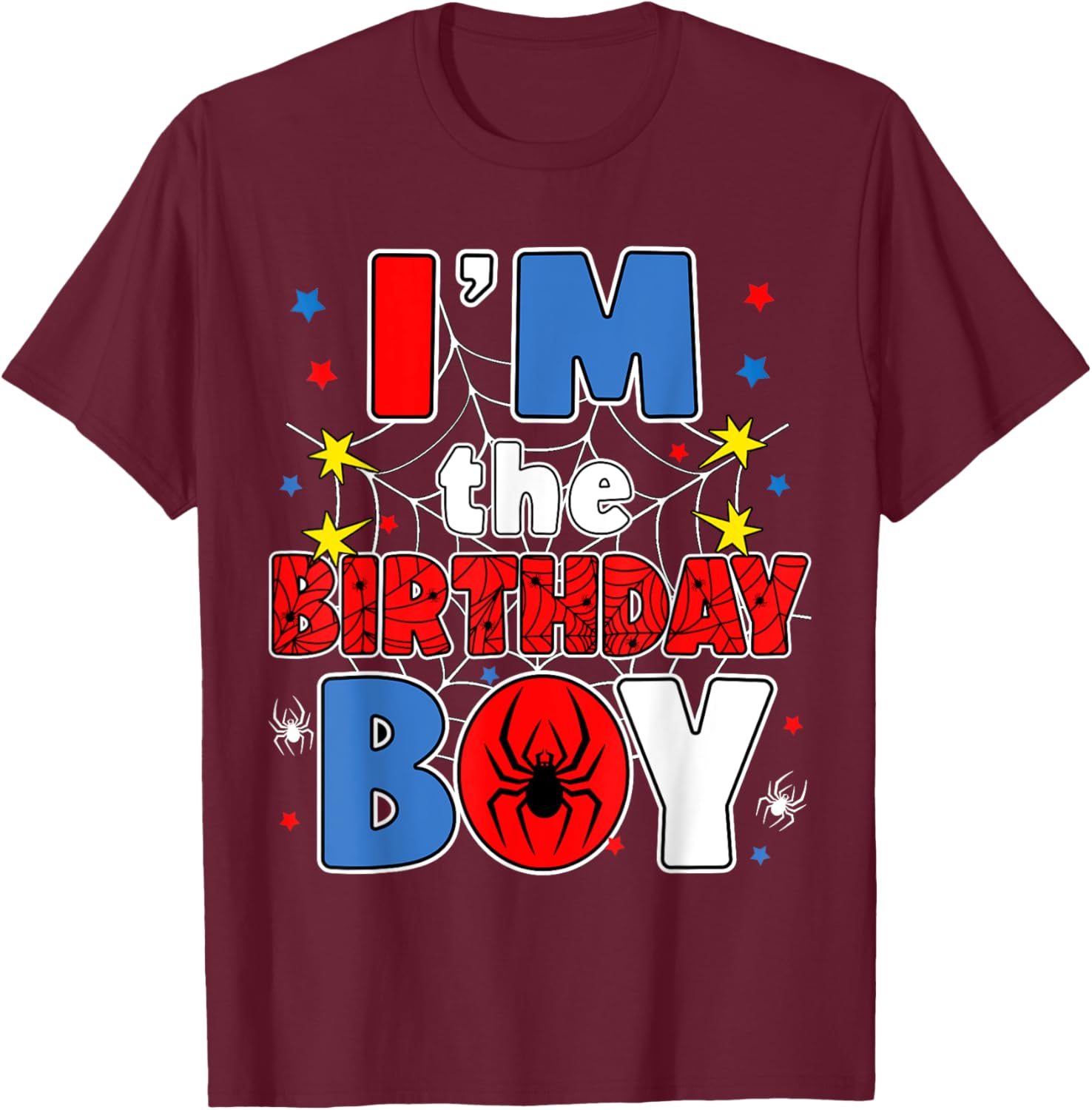 I'm The Birthday Boy Spider Web Family Party T-Shirt for Kids - 8