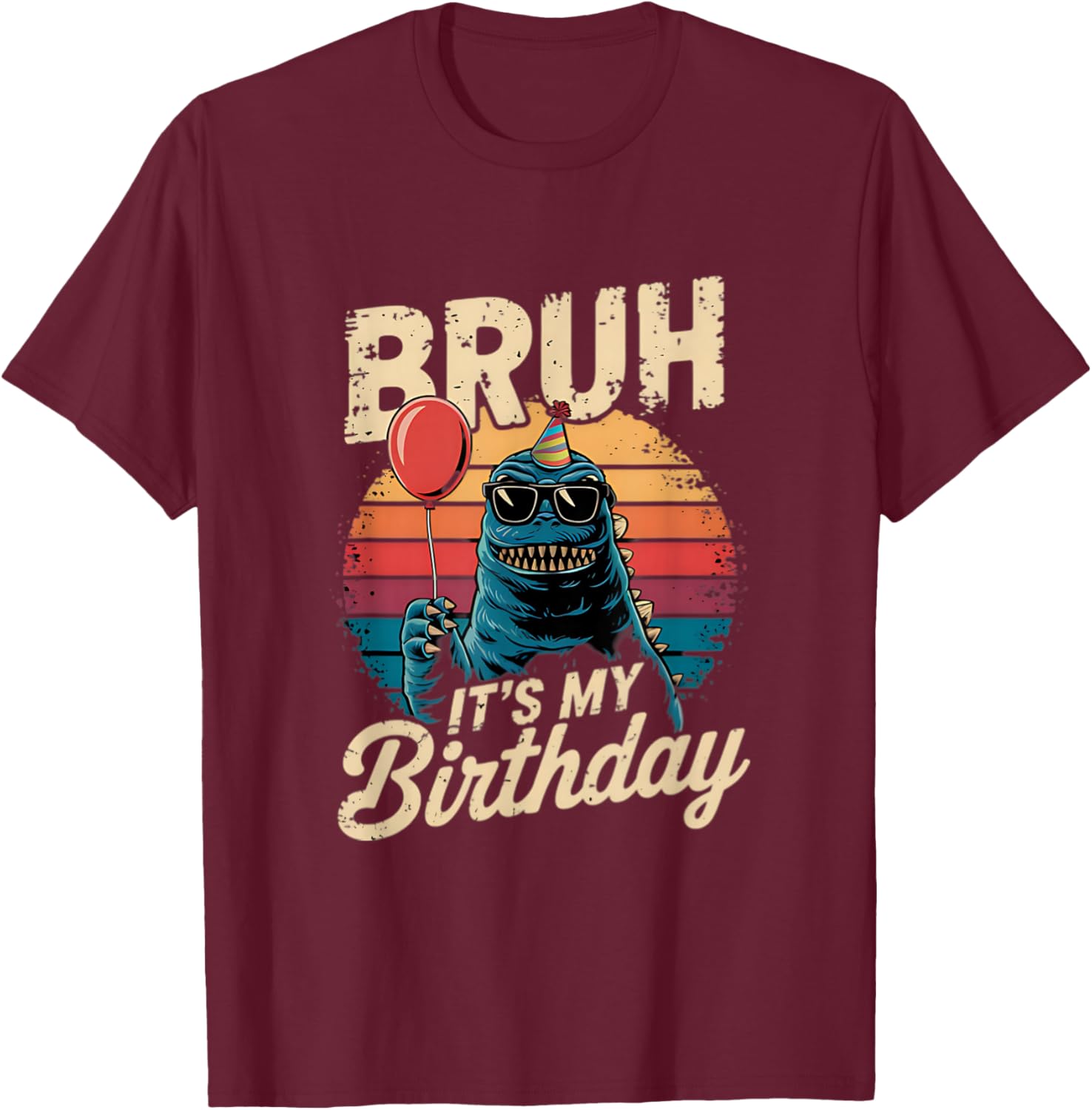Birthday Kaiju Monster T-Shirt with Retro Sunset Adventure Design - 14