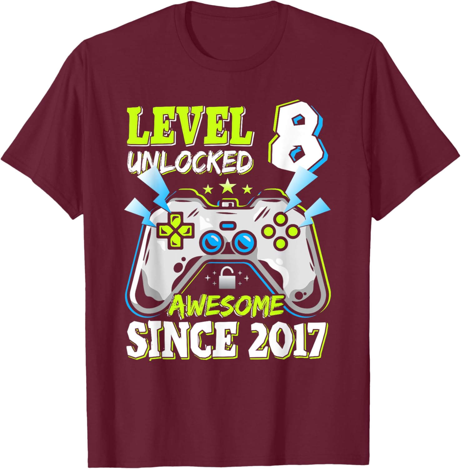 Level 8 Unlocked 2017 Video Game Birthday T-Shirt for Boys - 3