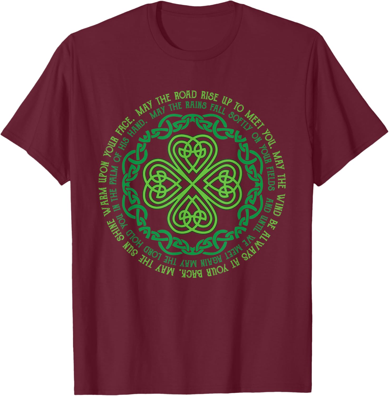 Irish Blessing T-Shirt with Celtic Knot and 4-Leaf Clover Design - 14