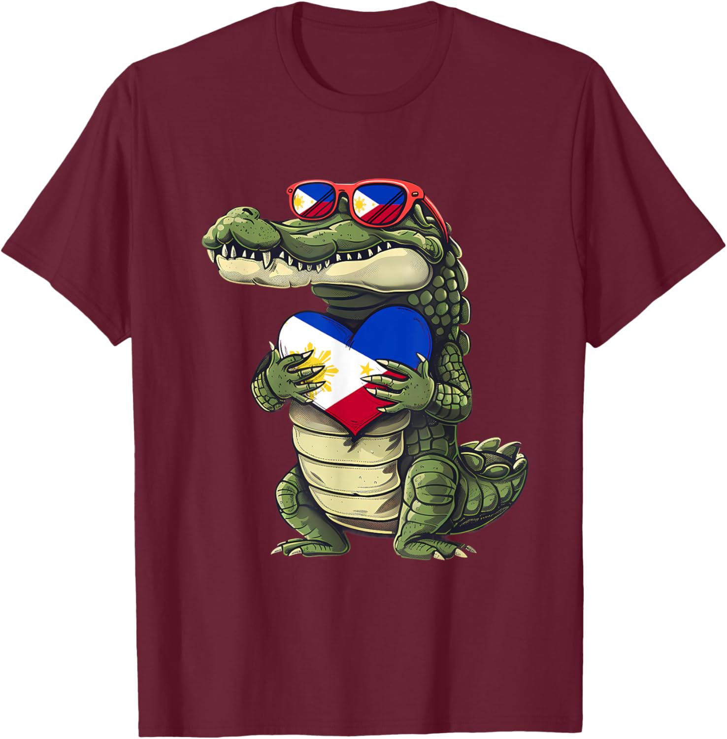 Philippines Crocodile Heart T-Shirt with Filipino Flag - Pilipinas Pride - 25