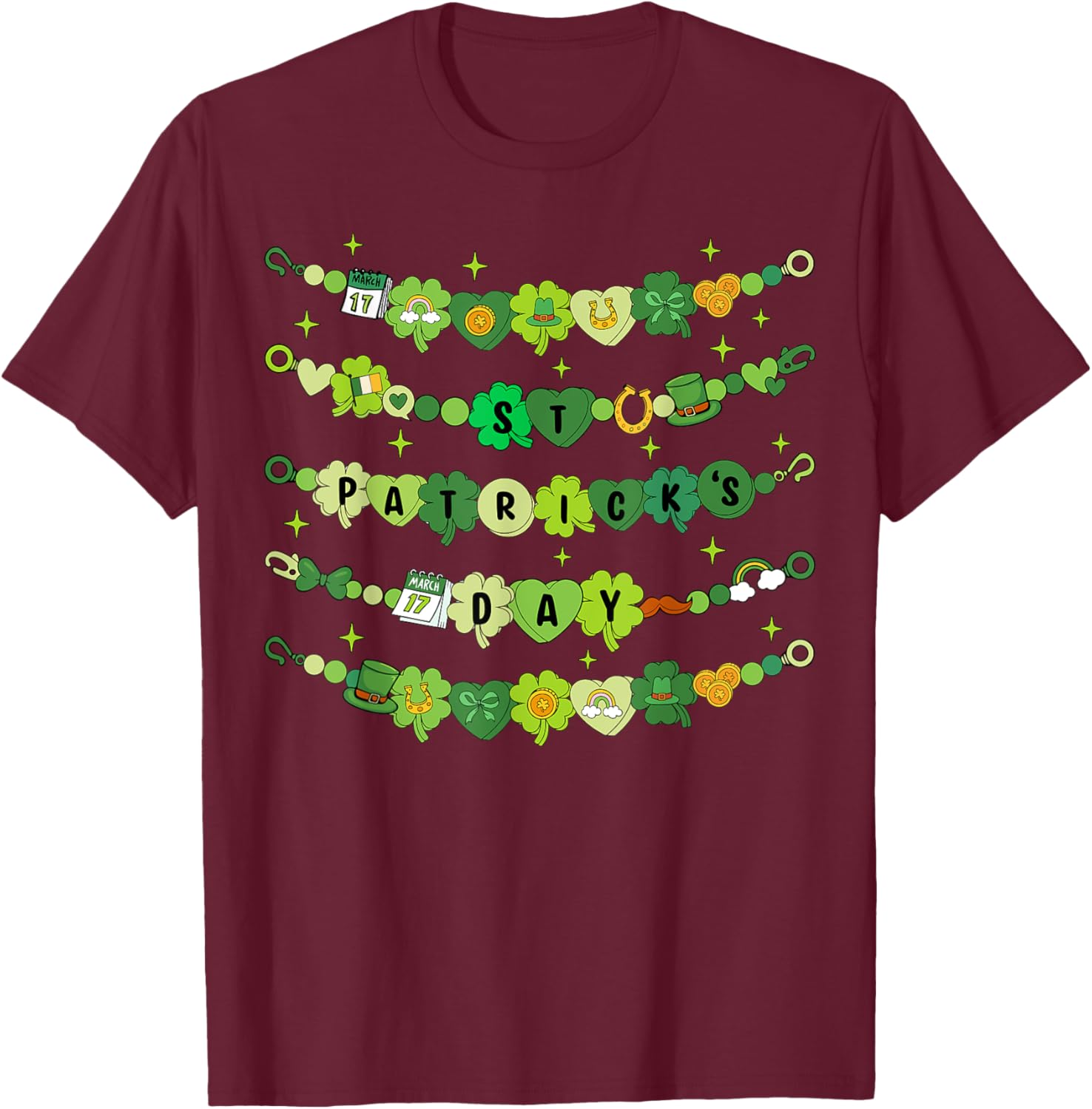 Happy St Patricks Day Friendship Bracelet T-Shirt for Girls - 20