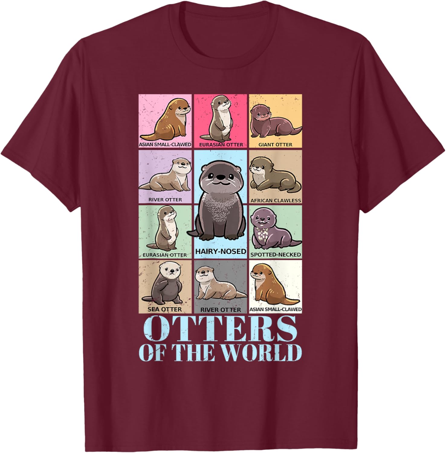 Otters of the World Vintage Sea Otter T-Shirt for Kids and Adults - 7