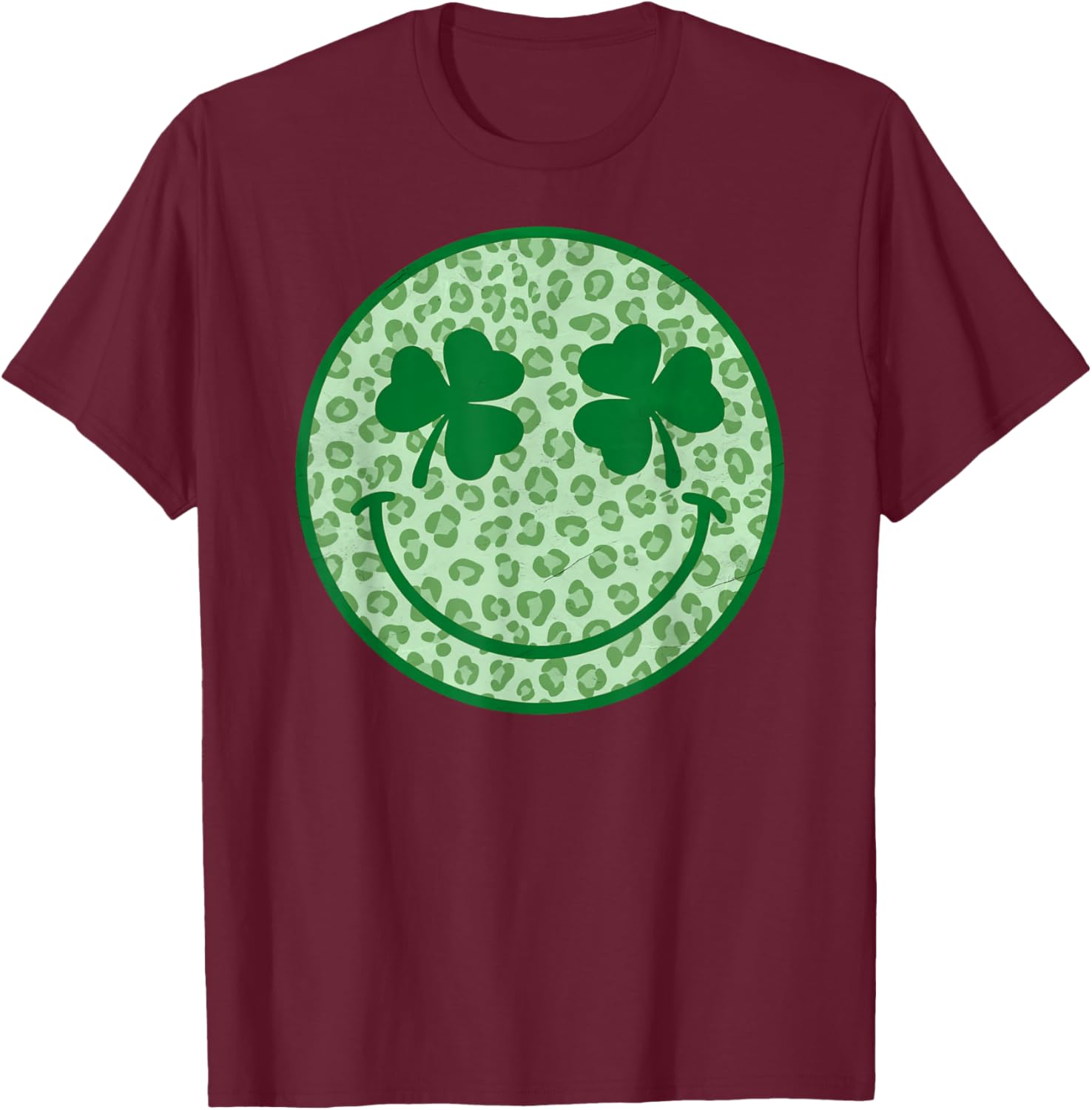 Smile Happy St Patricks Day Retro Shamrock Leopard T-Shirt for Fun Style - 1