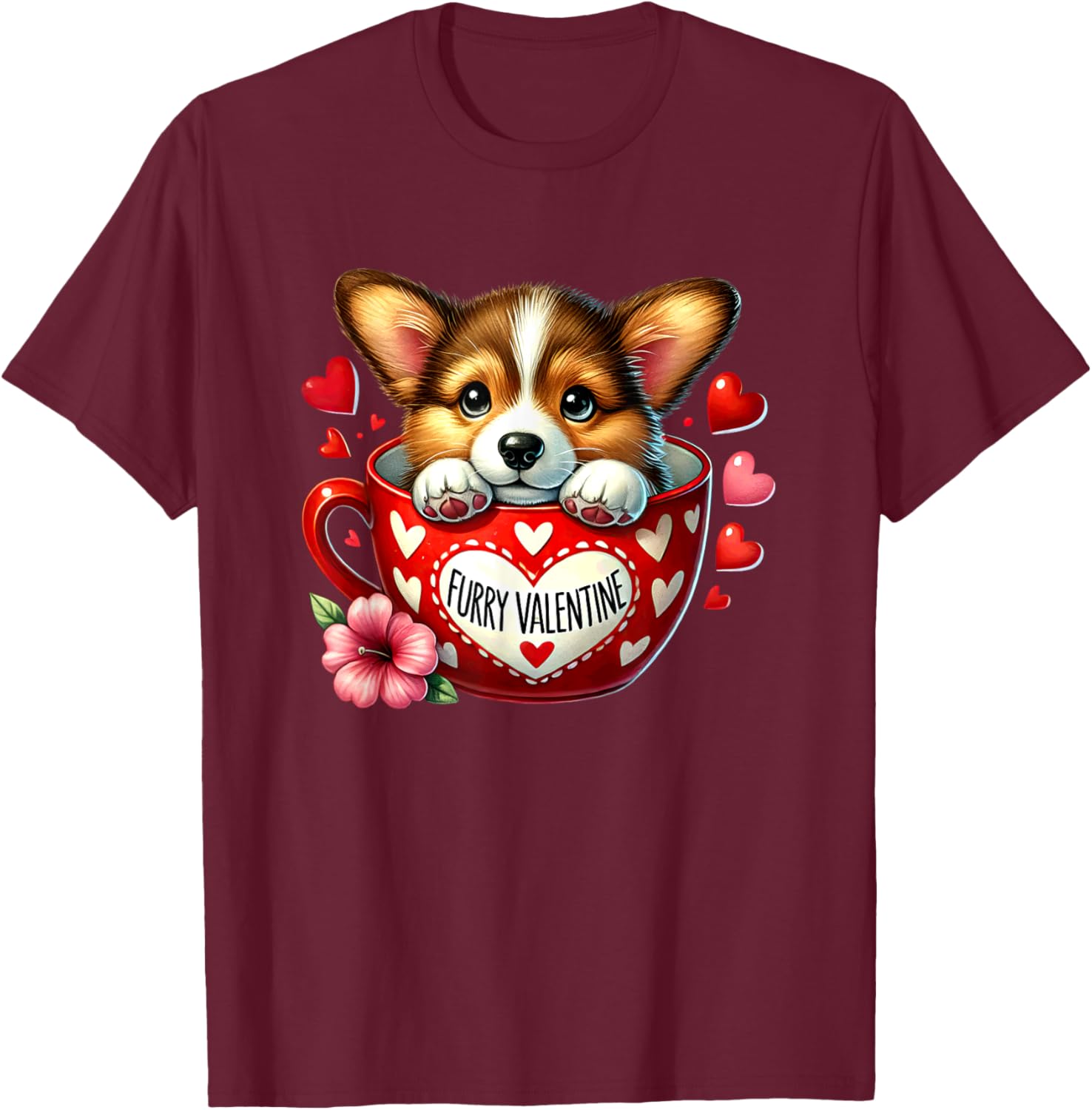 Furry Valentine Corgi Puppy Love T-Shirt for Dog Lovers and Friends - 27