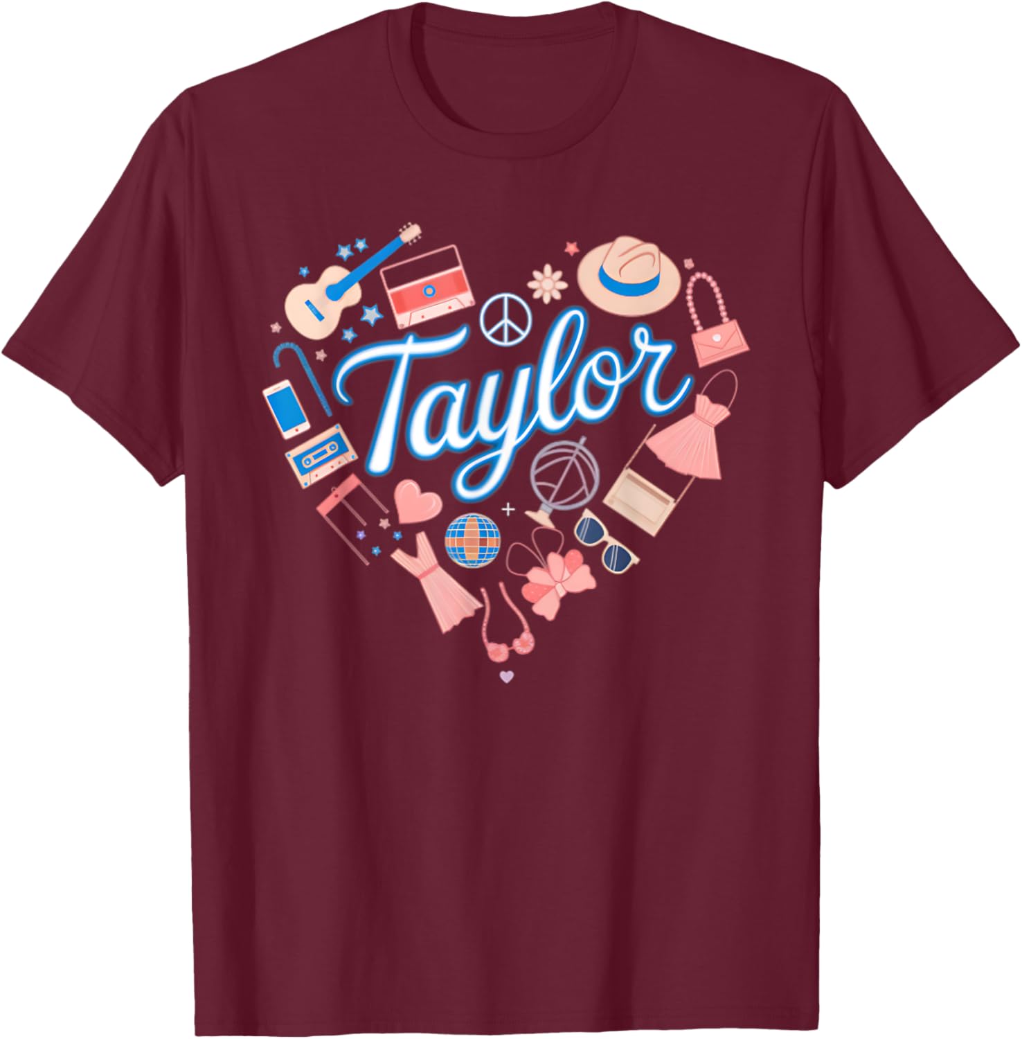 Personalized Girl Retro Heart T-Shirt with Taylor Name for Stylish Kids - 13