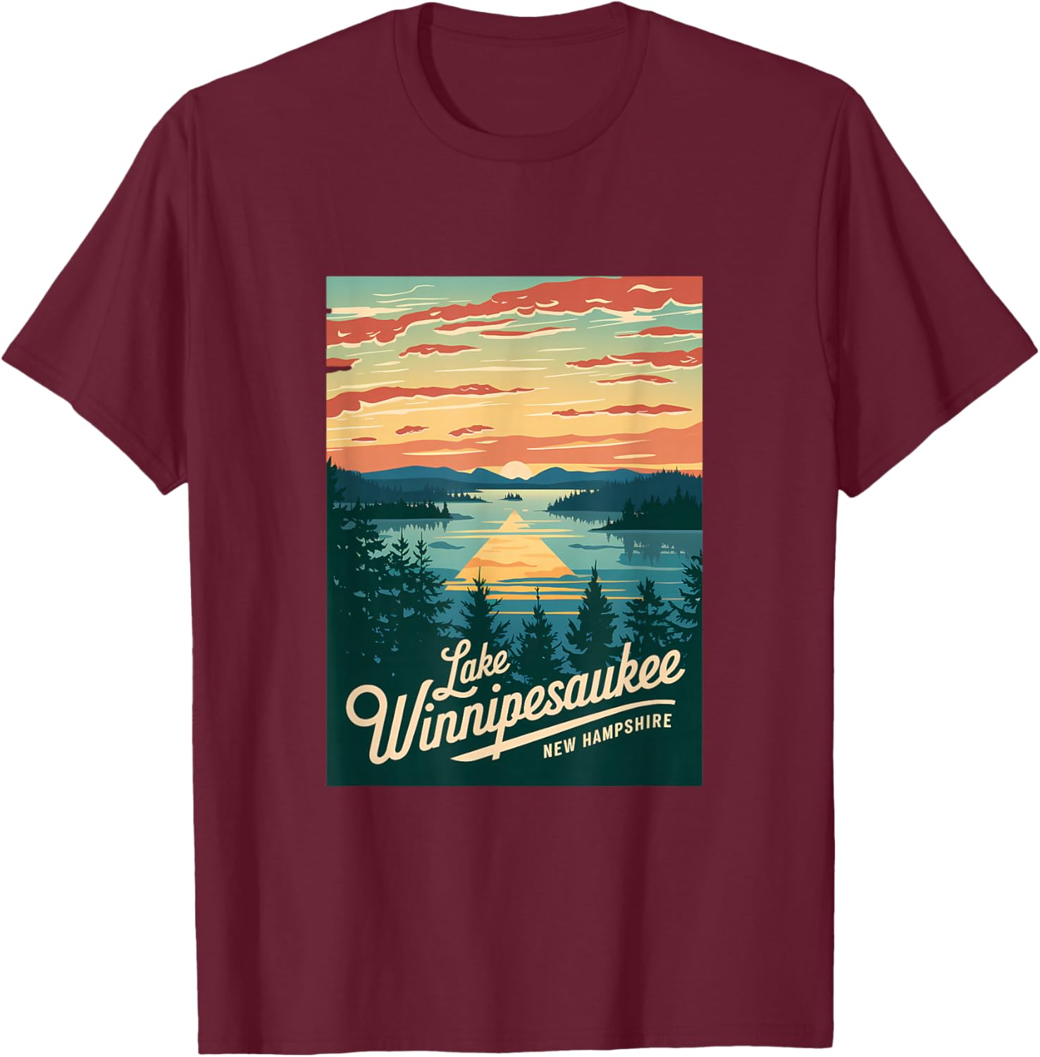 Sunset Beauty T-Shirt Featuring Scenic Lake Winnipesaukee, New Hampshire - 17