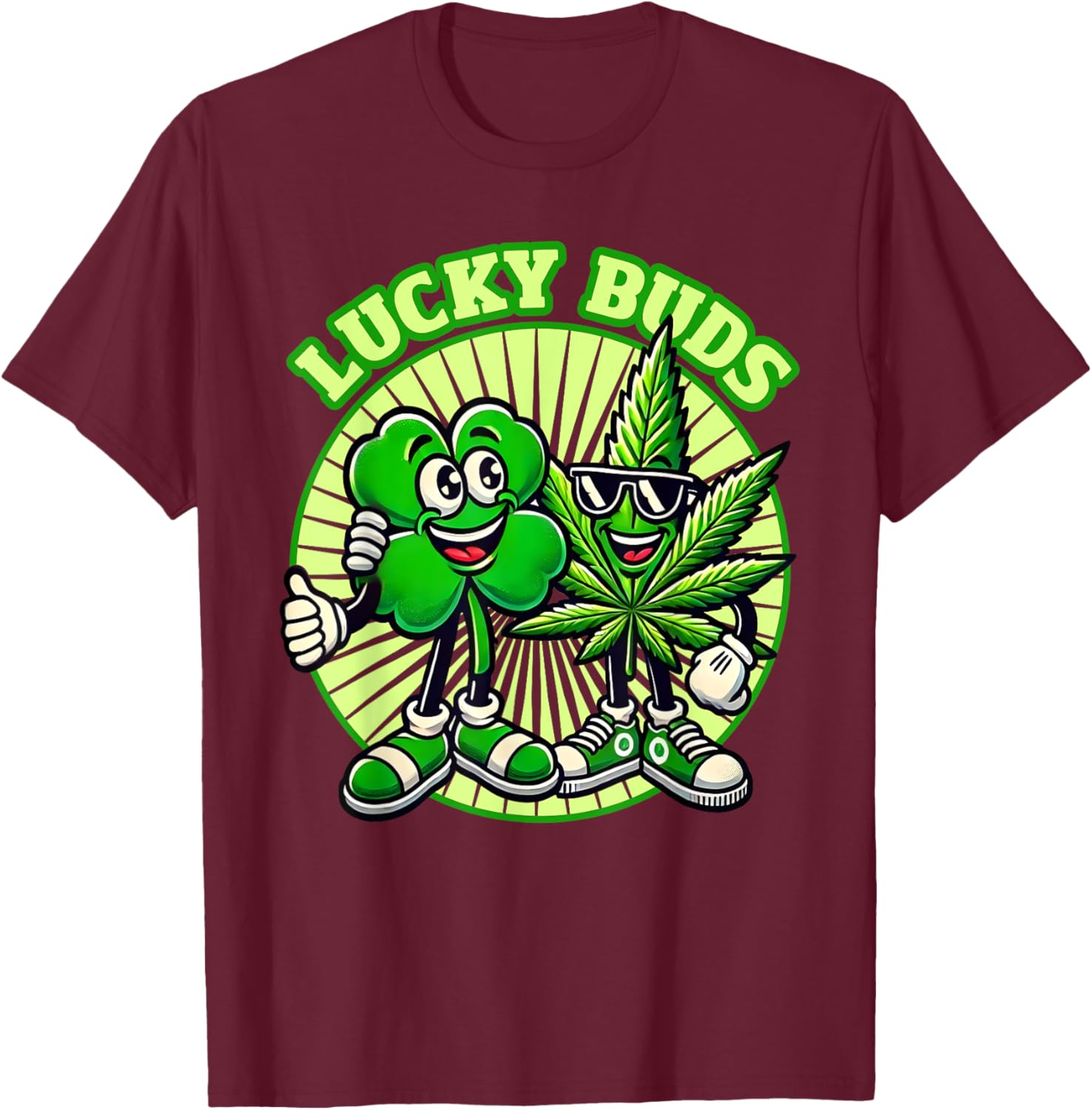 Lucky Buds St. Patrick's Day Retro Clover Weed T-Shirt for High Spirits - 5