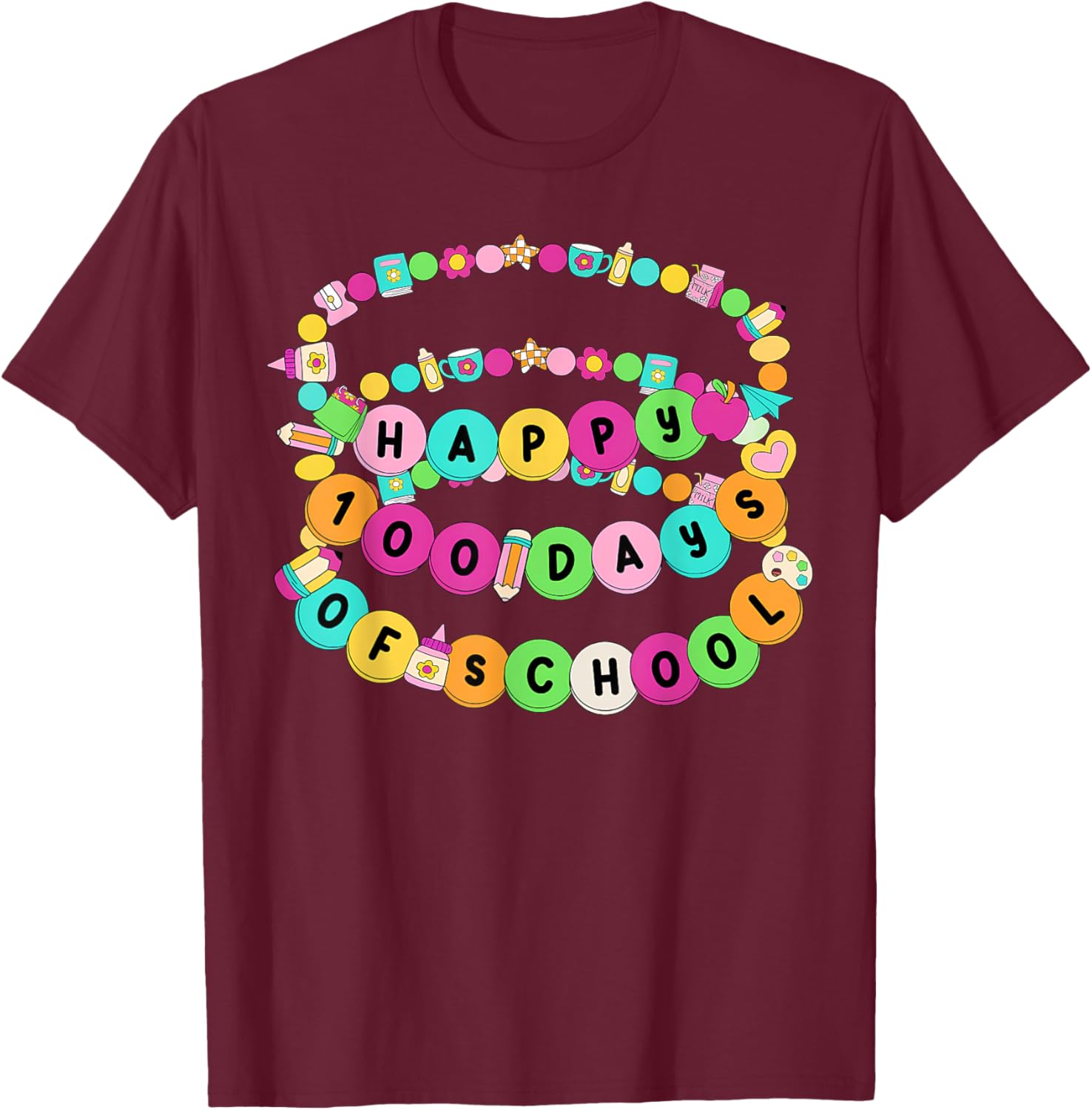 Happy 100 Days School Fun T-Shirt for Teachers and Students - 16