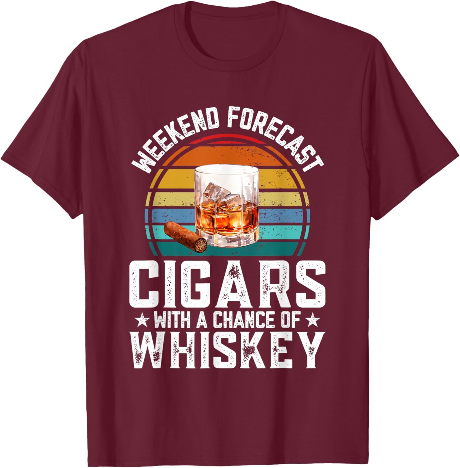 Bourbon Weekend Forecast Cigars T-Shirt with Whiskey Vibes for Relaxation - 13