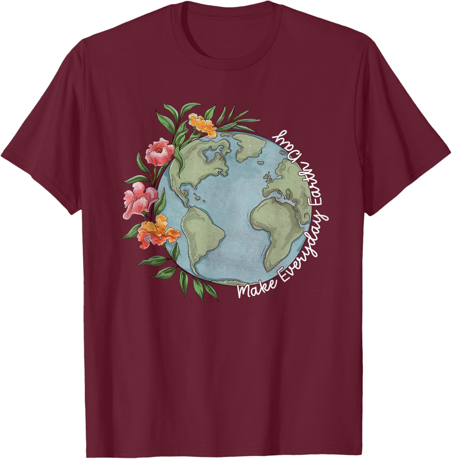 Beautiful Floral Planet T-Shirt for Everyday Earth Day Celebration - 4