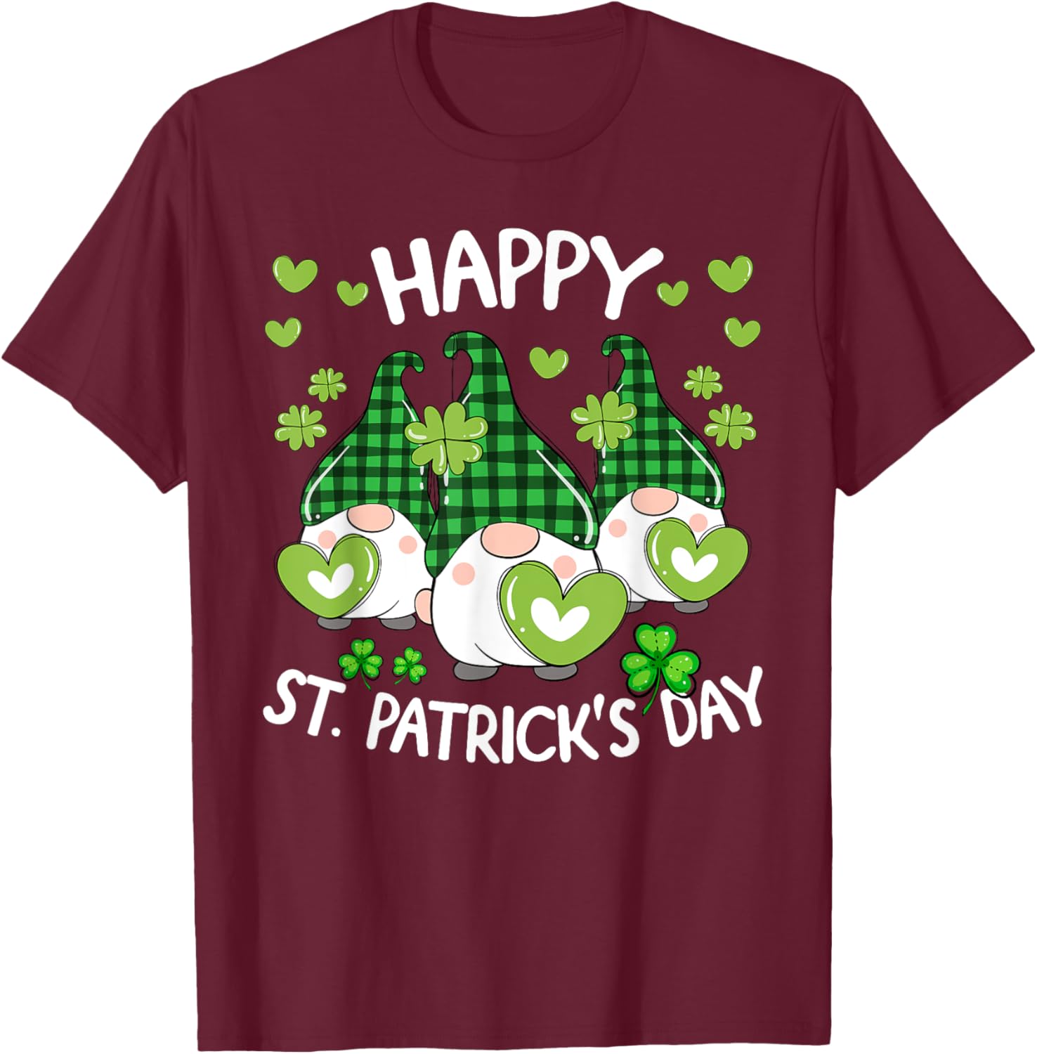 Happy St Patricks Day Gnome Shamrock T-Shirt for Women and Kids - 26