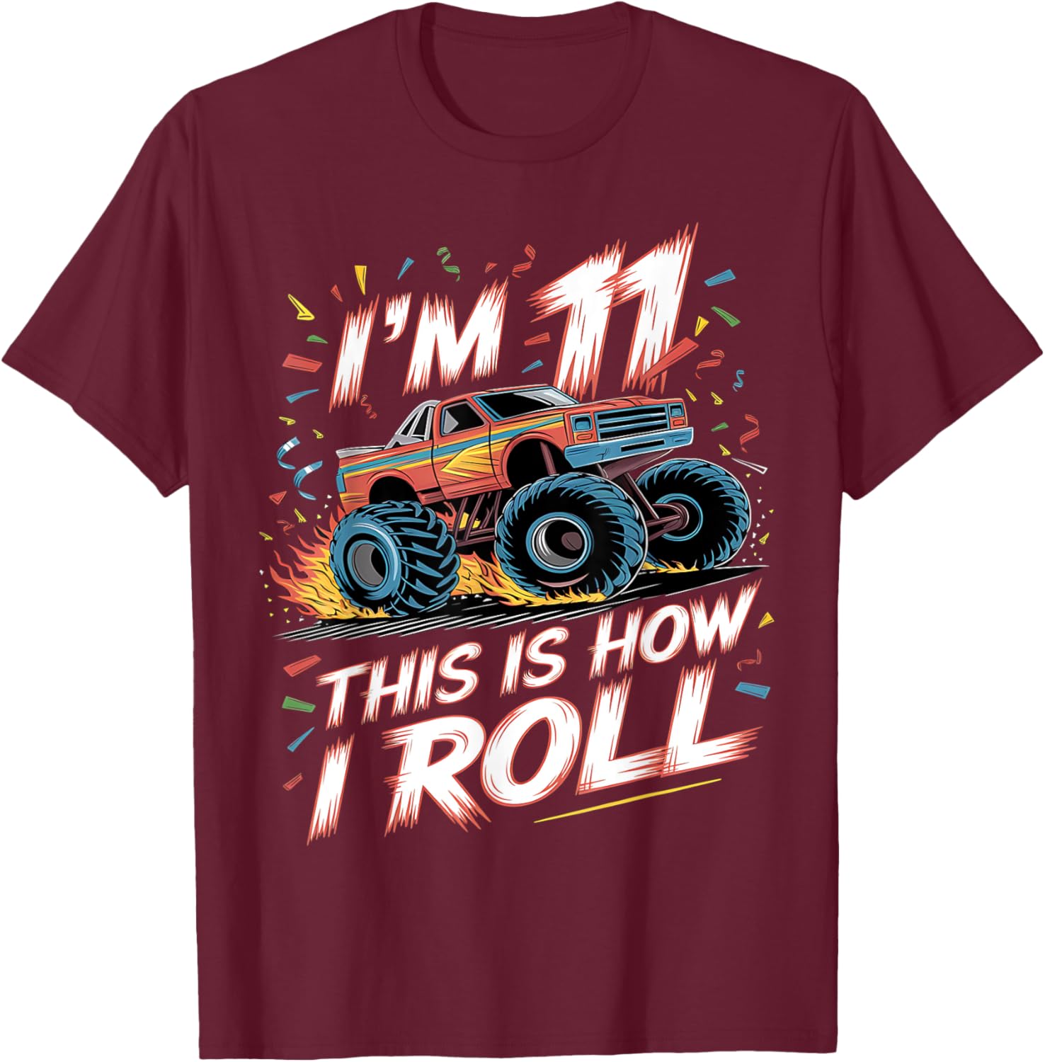Monster Truck 11th Birthday Shirt for Boys - Fun Birthday T-Shirt - 16
