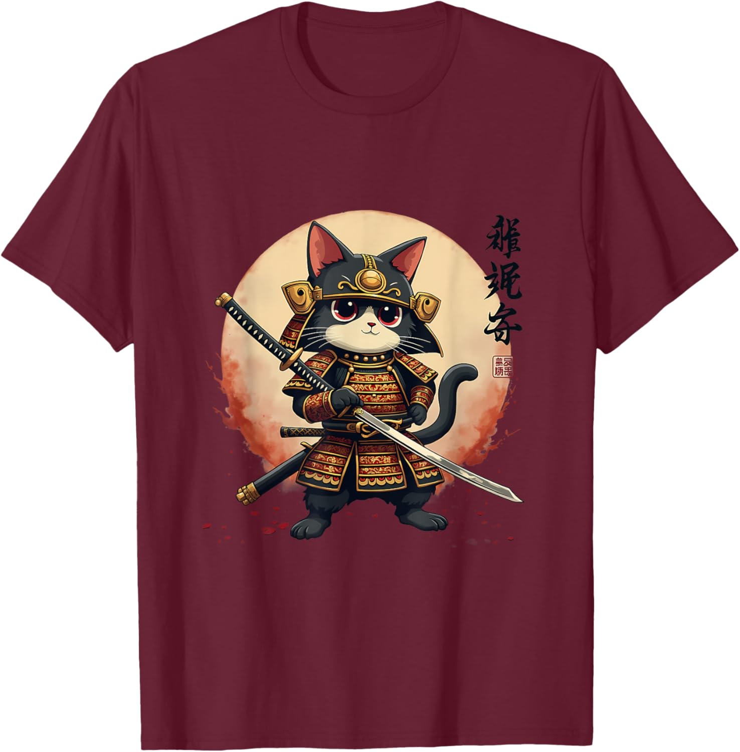 Samurai Cat Warrior Art Tee for Men and Women - Cool Japanese Anime T-Shirt - 16