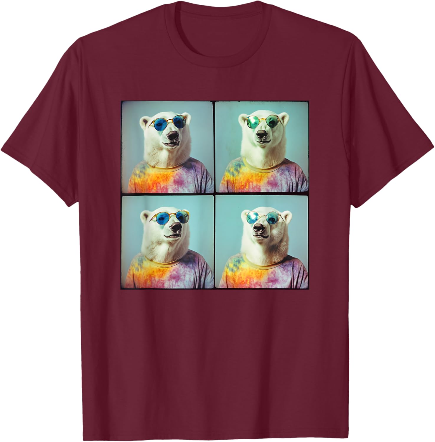 Colorful Tie Dye Polar Bear T-Shirt for Unique Hippie Style Fun - 16