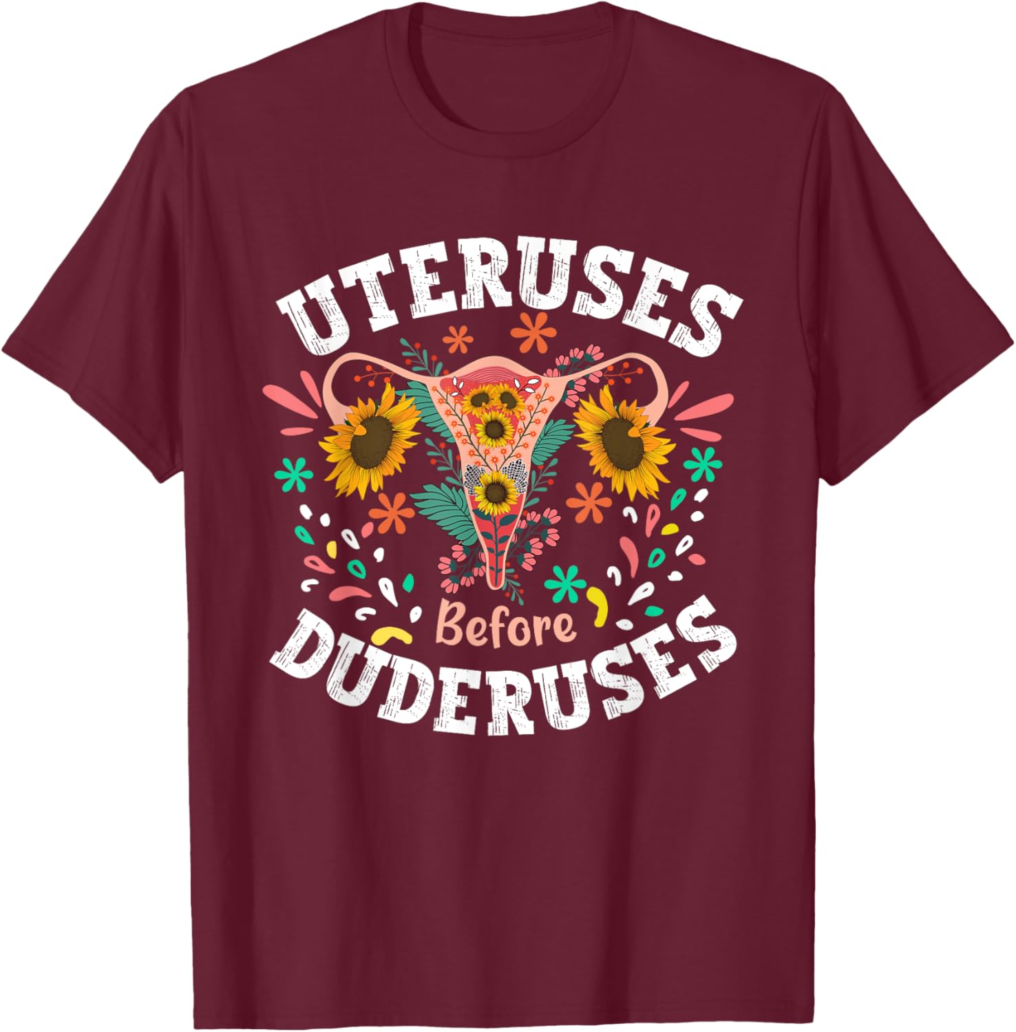 Galentines Day Floral Uterus T-Shirt for Feminist Empowerment Support - 2