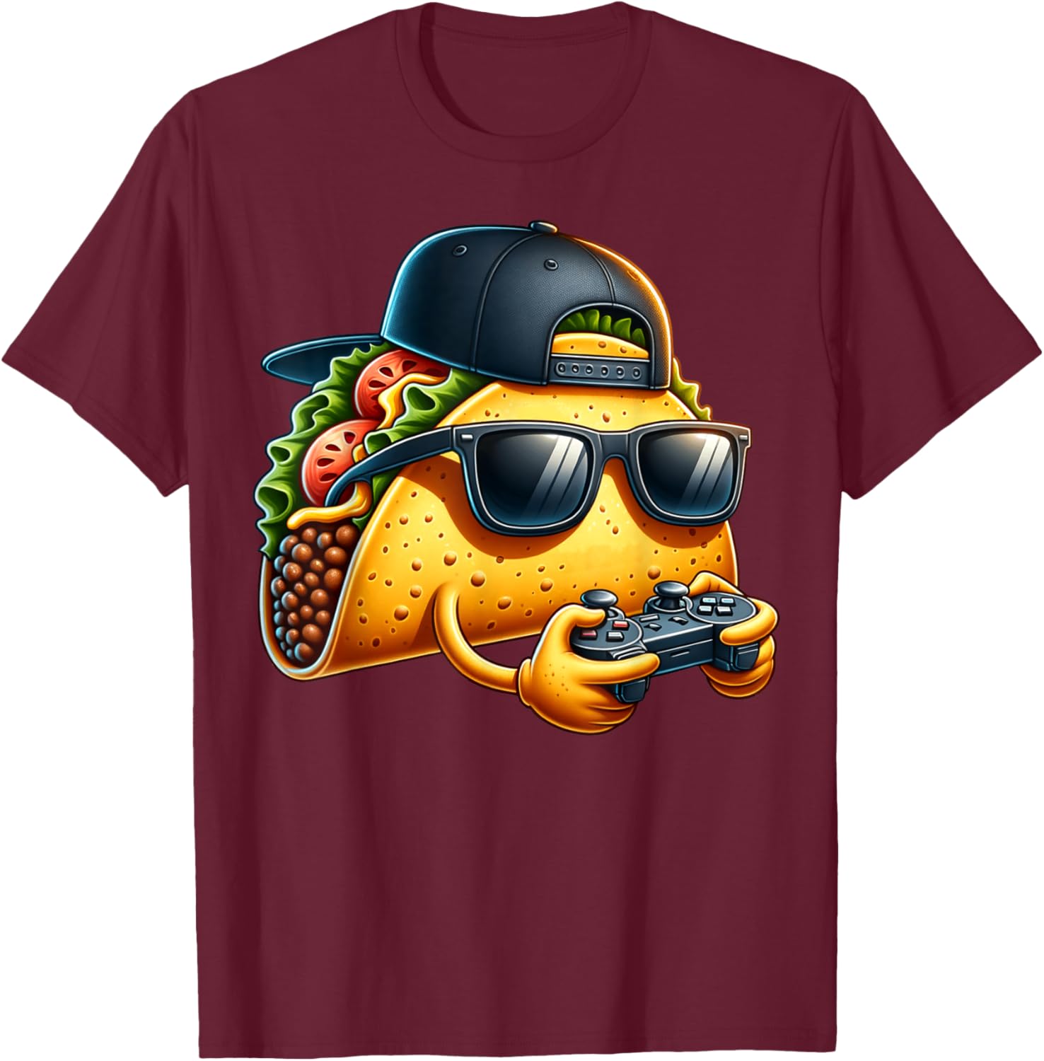 Funny Taco Playing Video Games T-Shirt for Gamers and Taco Lovers - 7