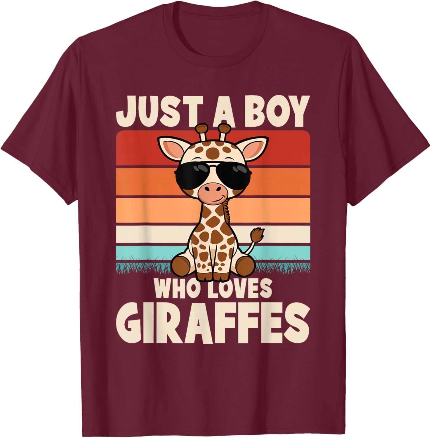 Just A Boy Who Loves Giraffes Retro Wild Animal Kids T-Shirt - 12
