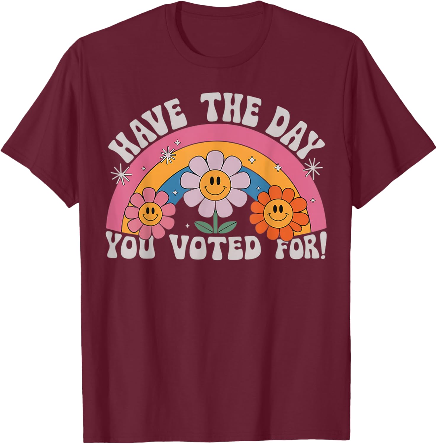 Funny Groovy Rainbow Flower T-Shirt Perfect for Voting Day Pride - 17