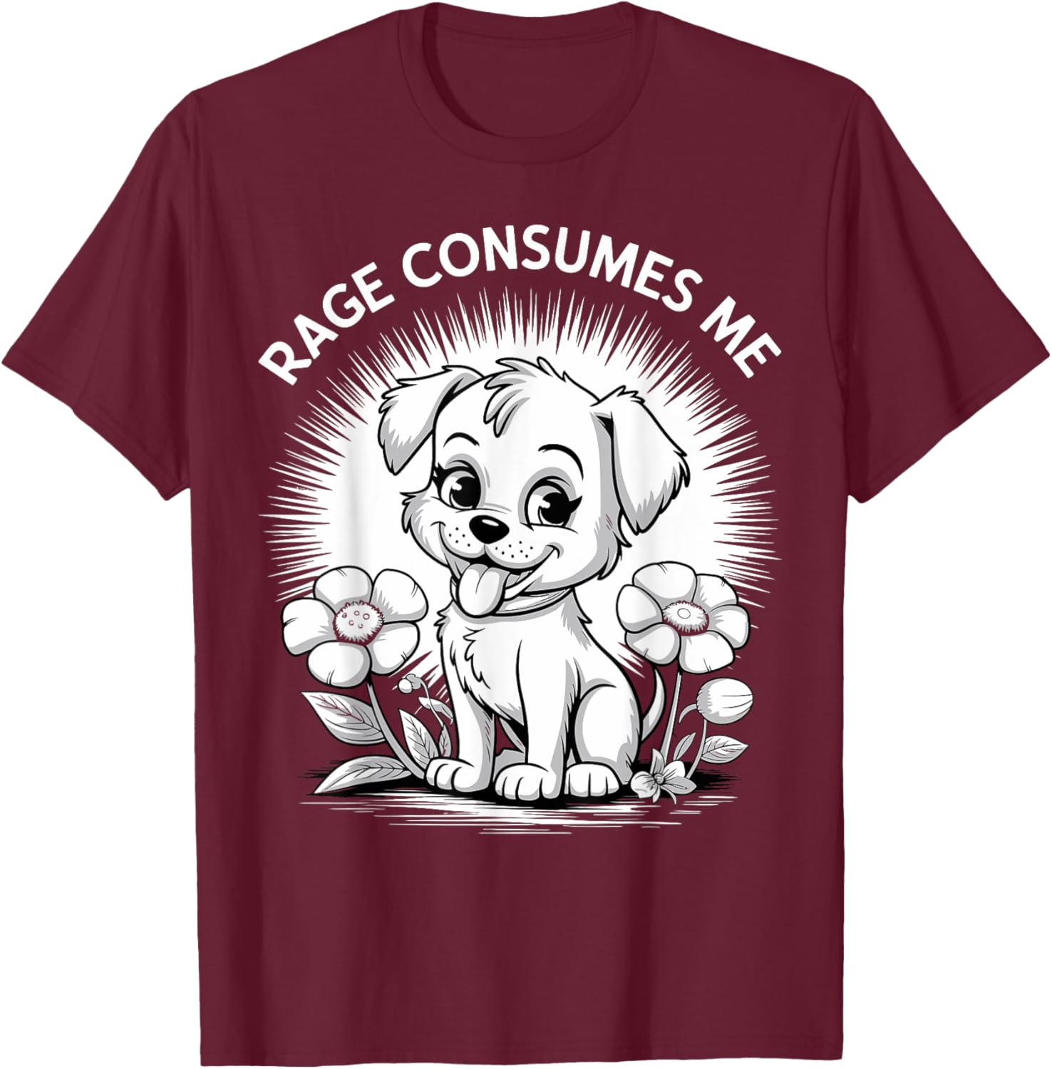 Cute Funny Puppy Rage Flower Meme Retro T-Shirt for Dog Lovers - 2